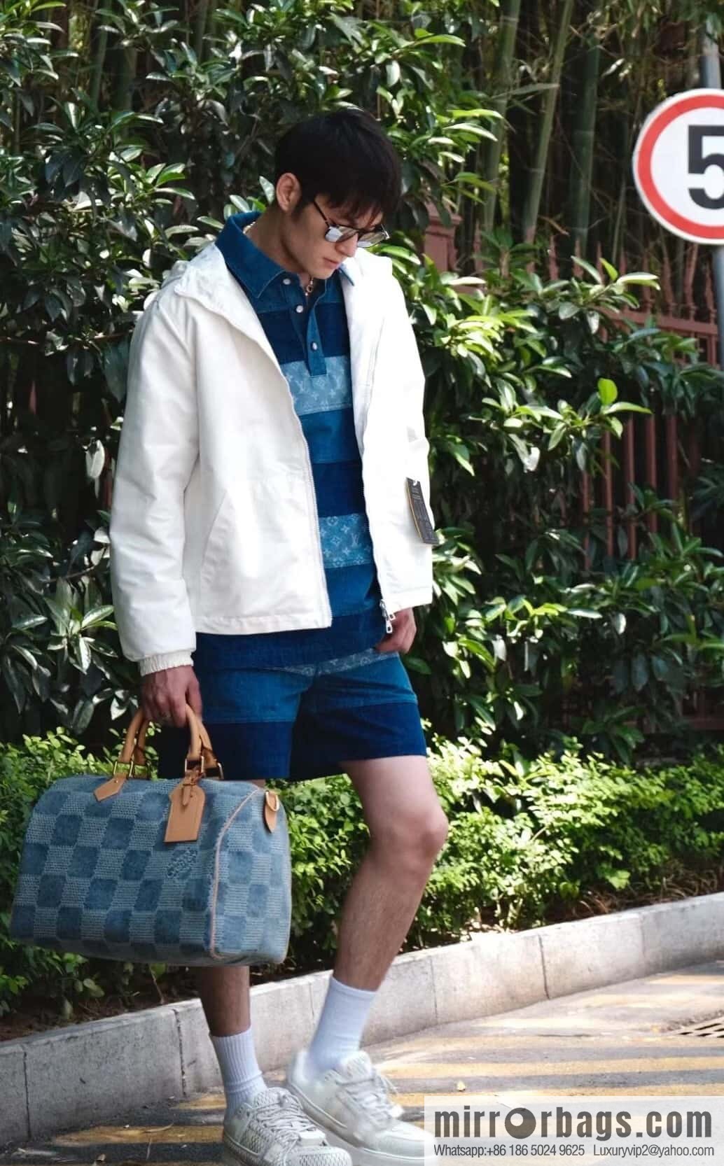[Premium‑quality] N40701 plaid denim, pillow bag speedy series Speedy 40 Bandouliere handbag