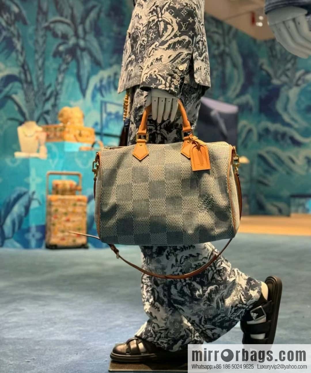 [Premium‑quality] N40701 plaid denim, pillow bag speedy series Speedy 40 Bandouliere handbag