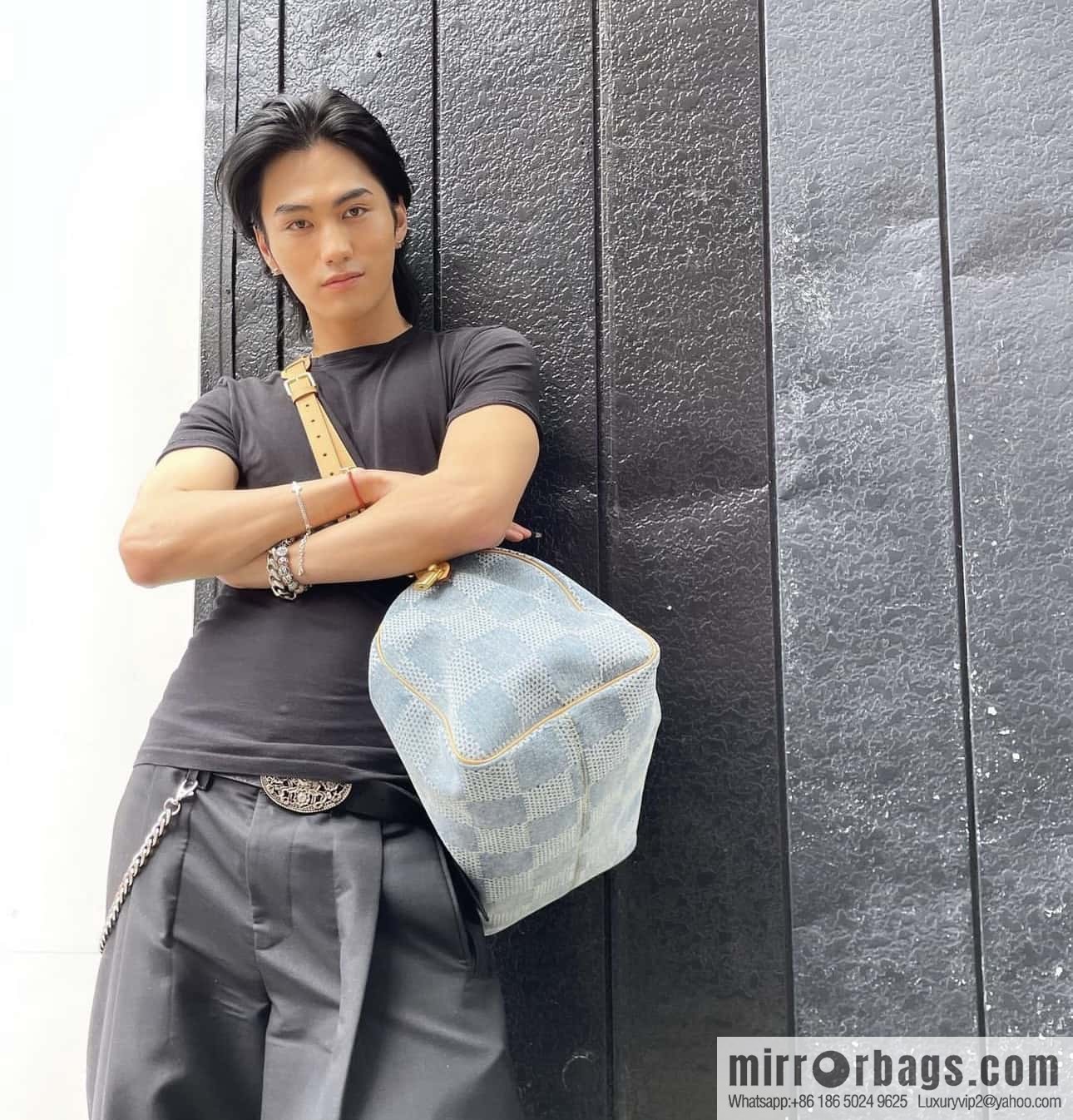 [Premium‑quality] N40701 plaid denim, pillow bag speedy series Speedy 40 Bandouliere handbag