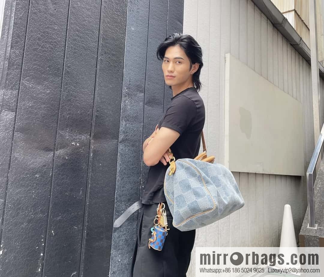 [Premium‑quality] N40701 plaid denim, pillow bag speedy series Speedy 40 Bandouliere handbag
