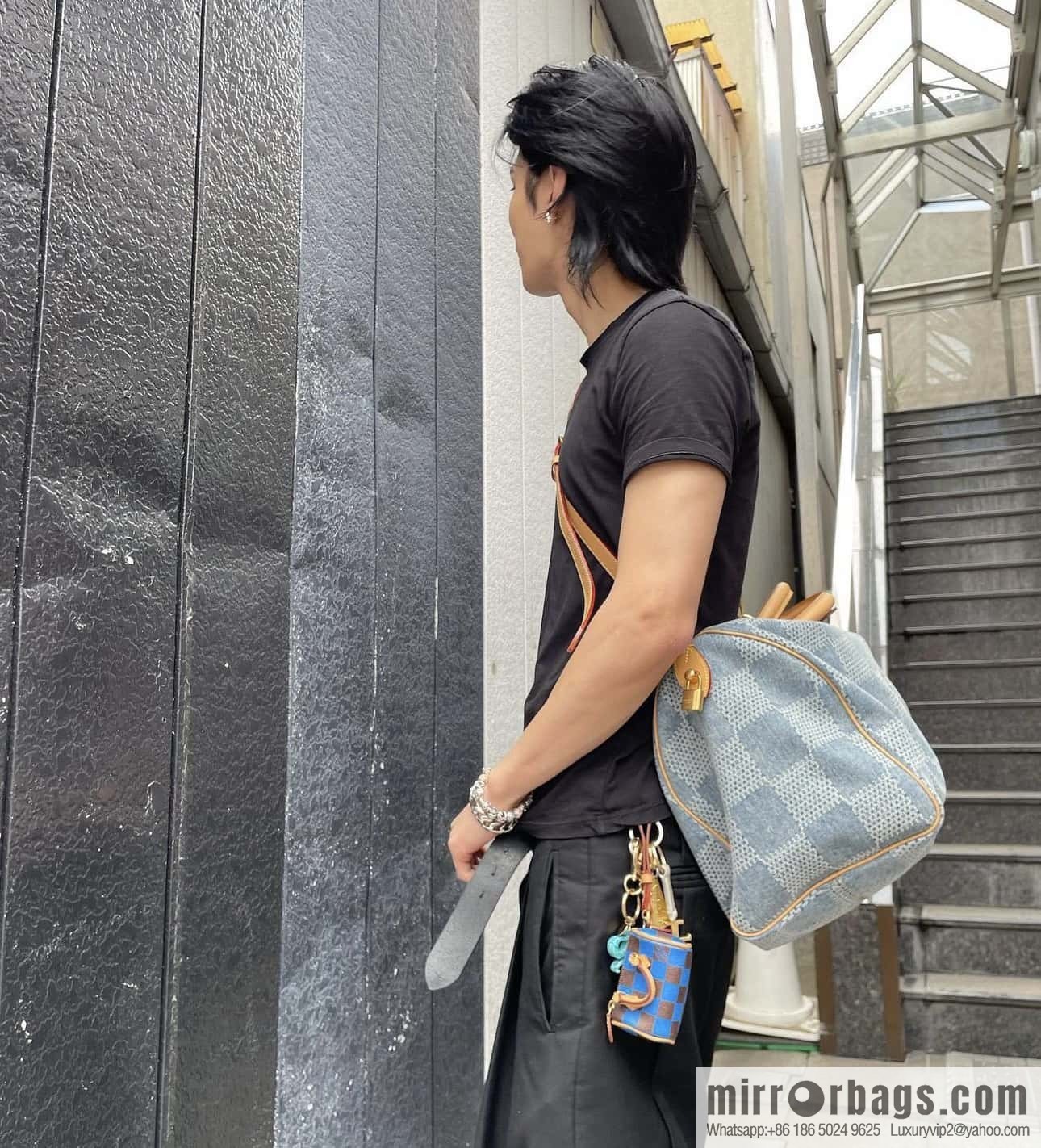 [Premium‑quality] N40701 plaid denim, pillow bag speedy series Speedy 40 Bandouliere handbag