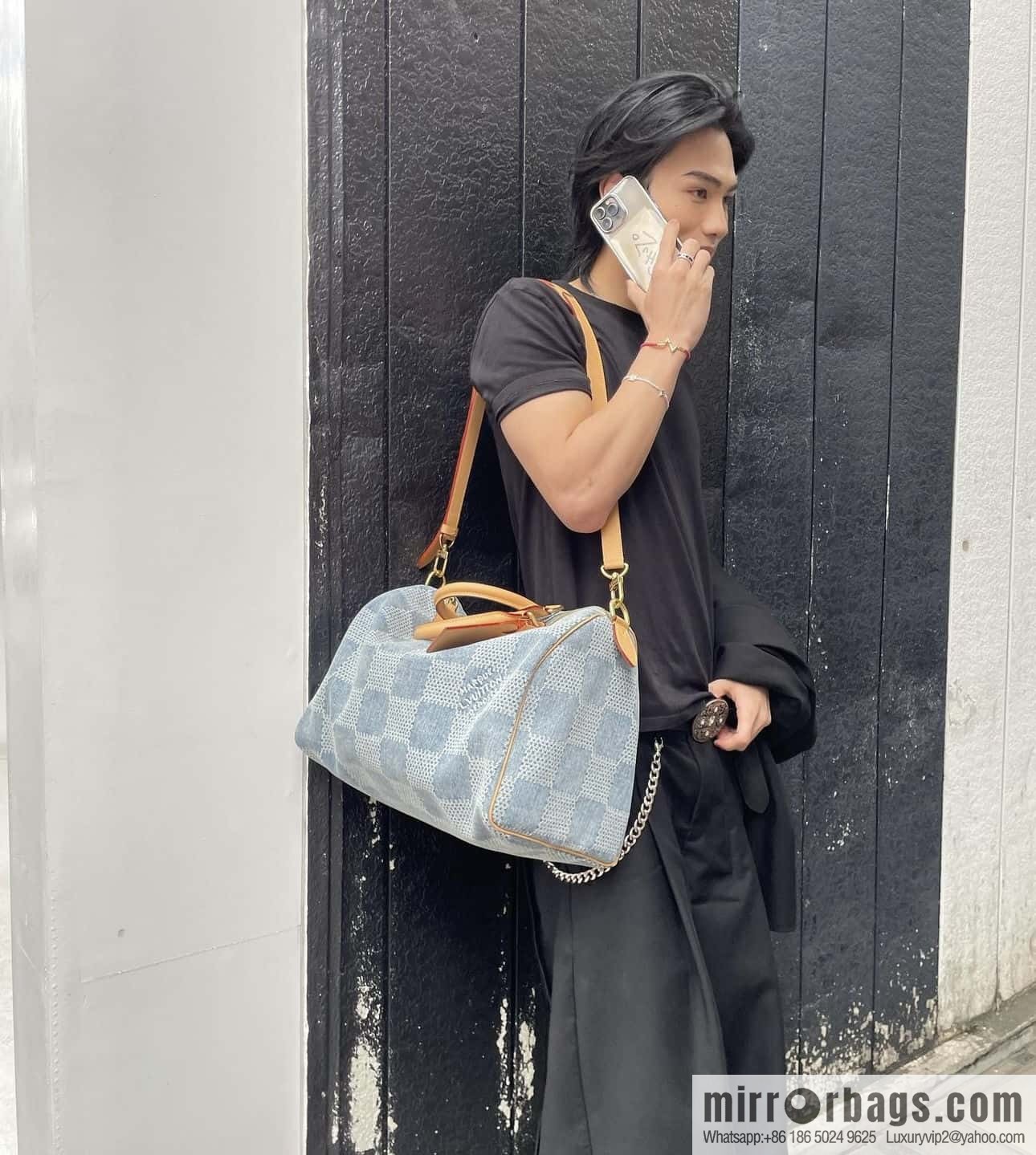 [Premium‑quality] N40701 plaid denim, pillow bag speedy series Speedy 40 Bandouliere handbag