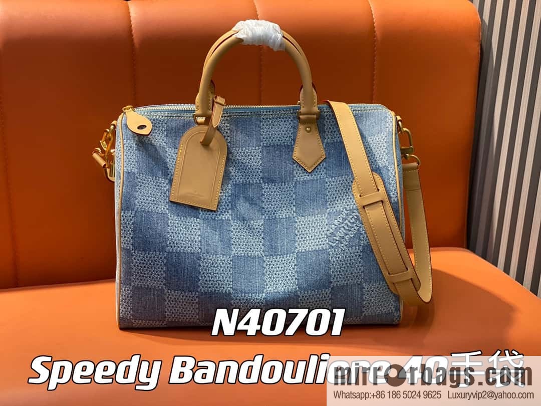 [Premium‑quality] N40701 plaid denim, pillow bag speedy series Speedy 40 Bandouliere handbag