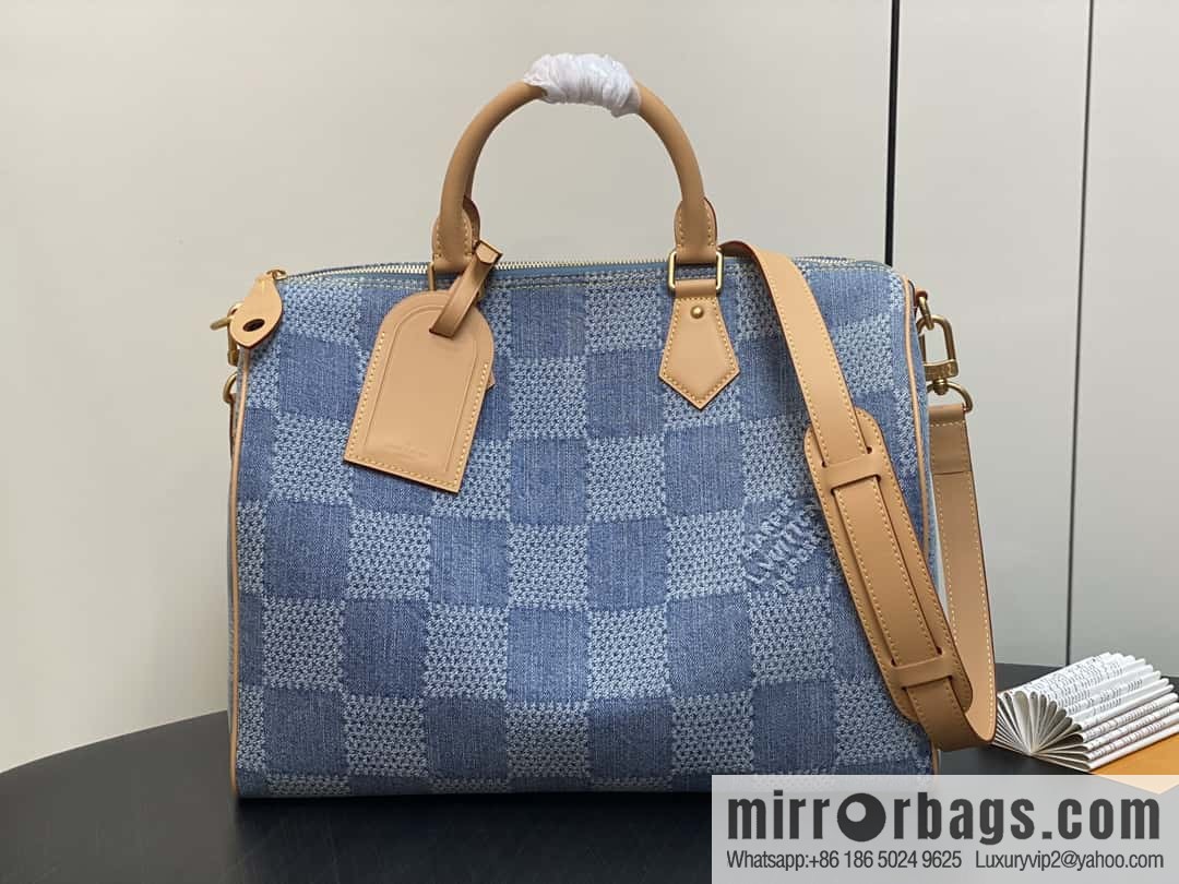 [Premium‑quality] N40701 plaid denim, pillow bag speedy series Speedy 40 Bandouliere handbag