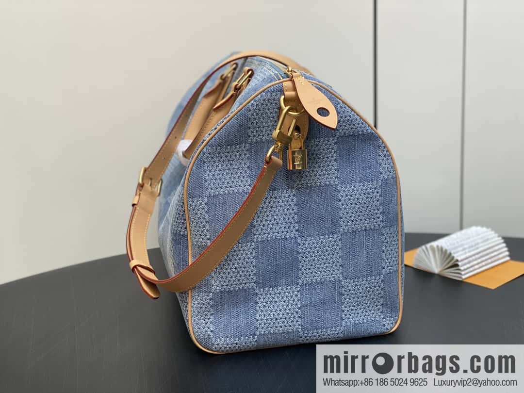 [Premium‑quality] N40701 plaid denim, pillow bag speedy series Speedy 40 Bandouliere handbag