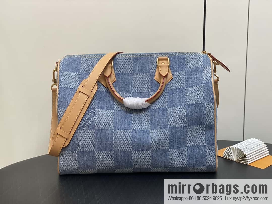 [Premium‑quality] N40701 plaid denim, pillow bag speedy series Speedy 40 Bandouliere handbag