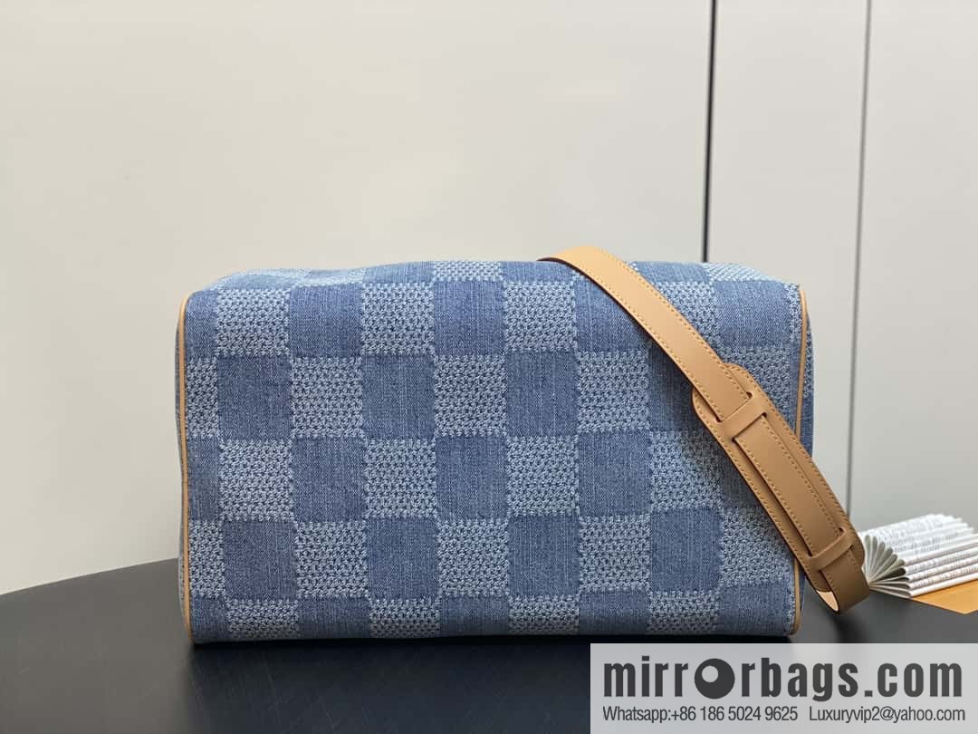 [Premium‑quality] N40701 plaid denim, pillow bag speedy series Speedy 40 Bandouliere handbag