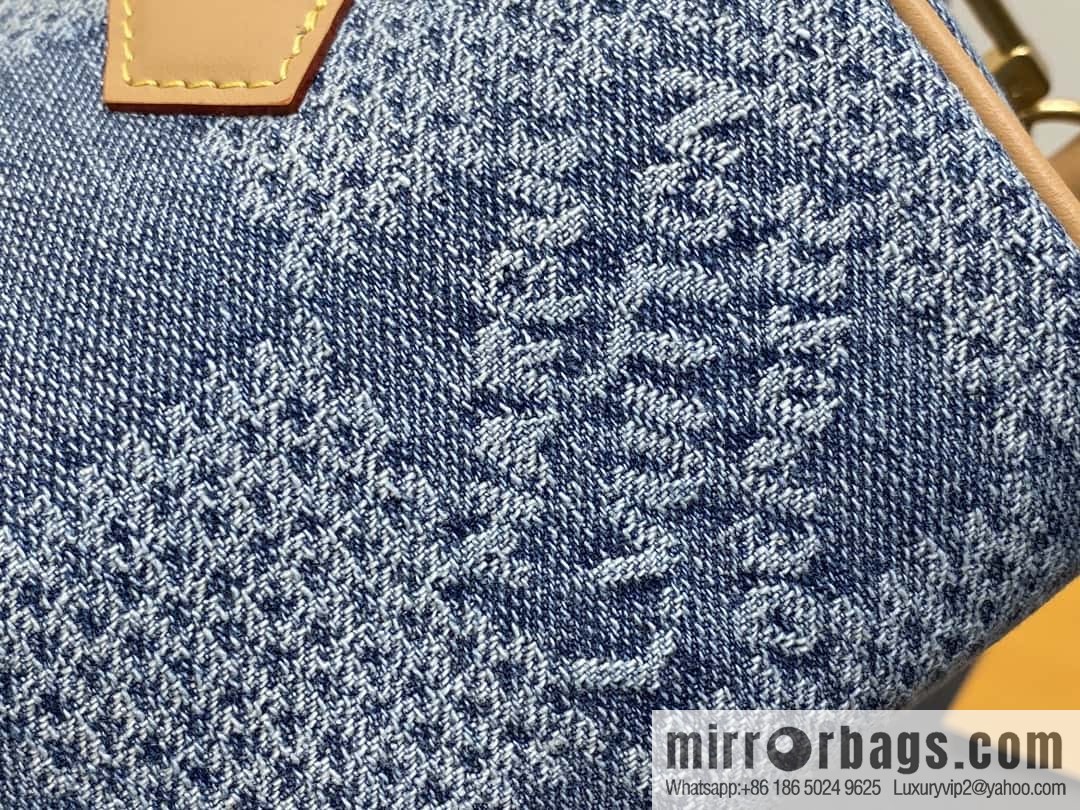 [Premium‑quality] N40682 blue plaid denim pillow bag speedy series Nano Speedy handbag