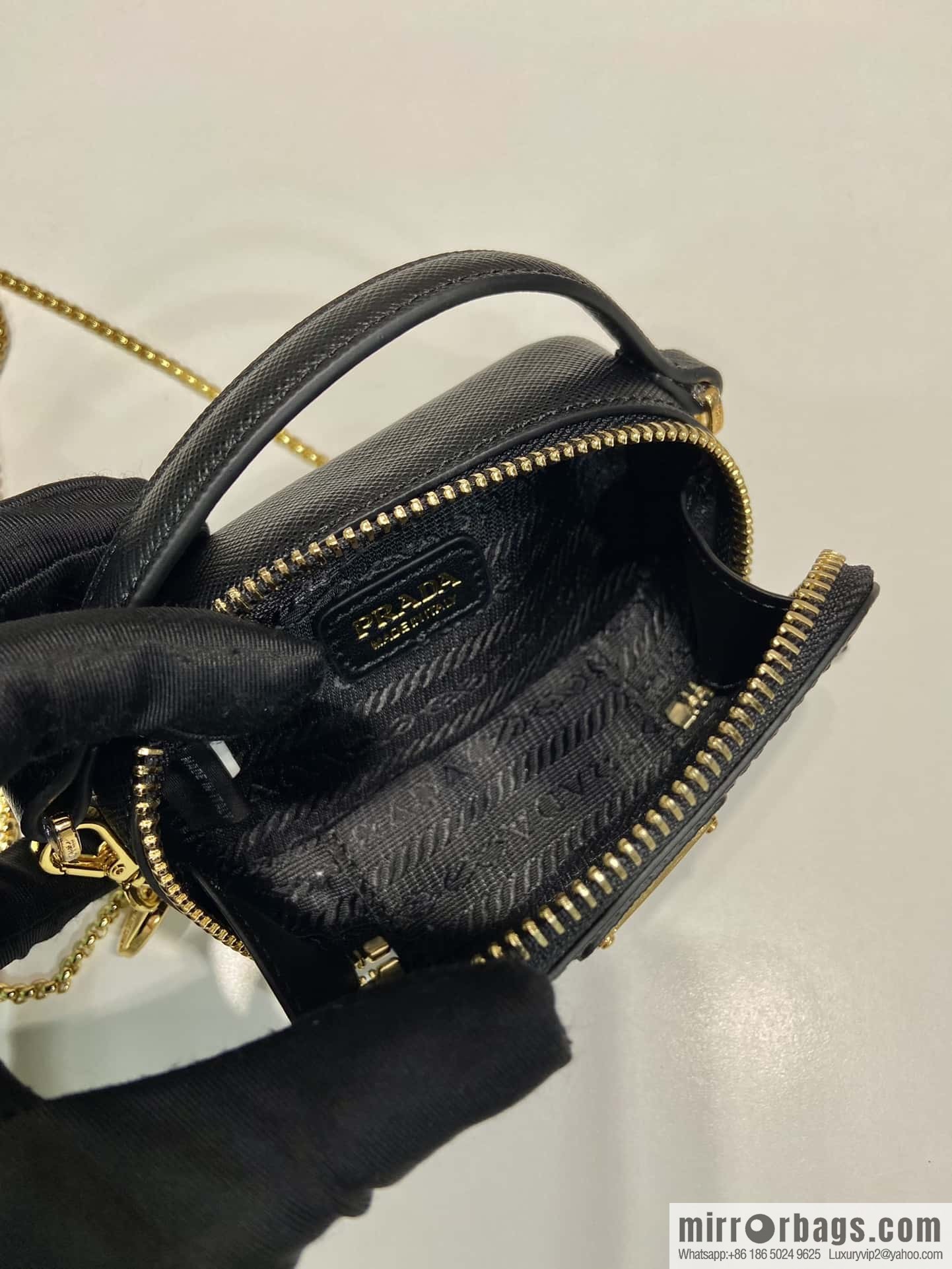 PRADA 🎉 mini small oblique strap bag 🎉 1NR025 cross pattern leather black