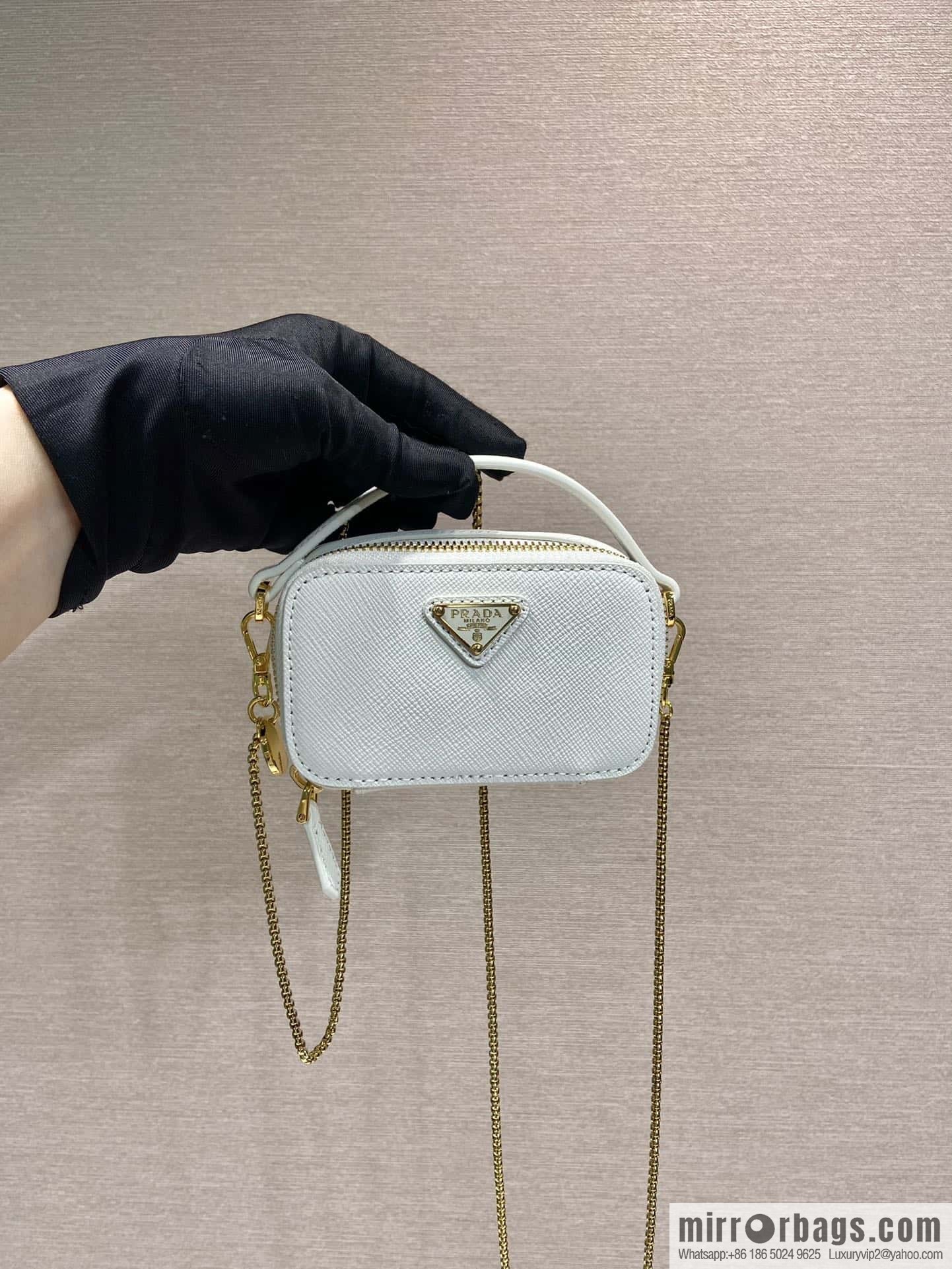PRADA 🎉 mini diagonal bag 🎉 1NR025 cross pattern leather white