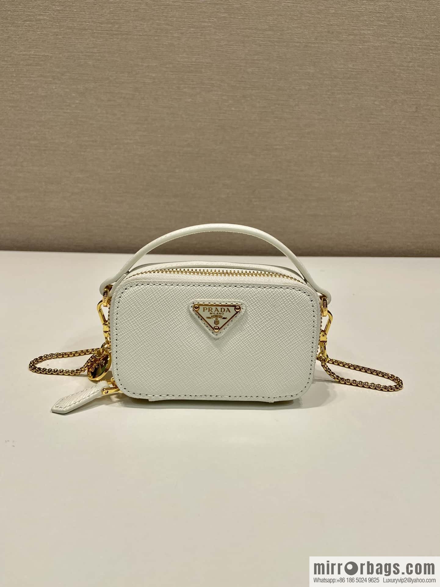 PRADA 🎉 mini diagonal bag 🎉 1NR025 cross pattern leather white