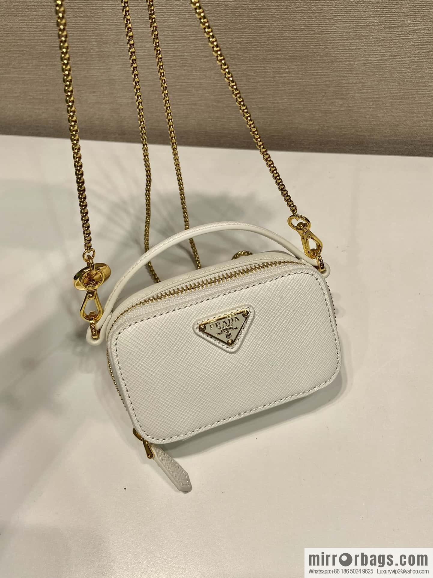 PRADA 🎉 mini diagonal bag 🎉 1NR025 cross pattern leather white