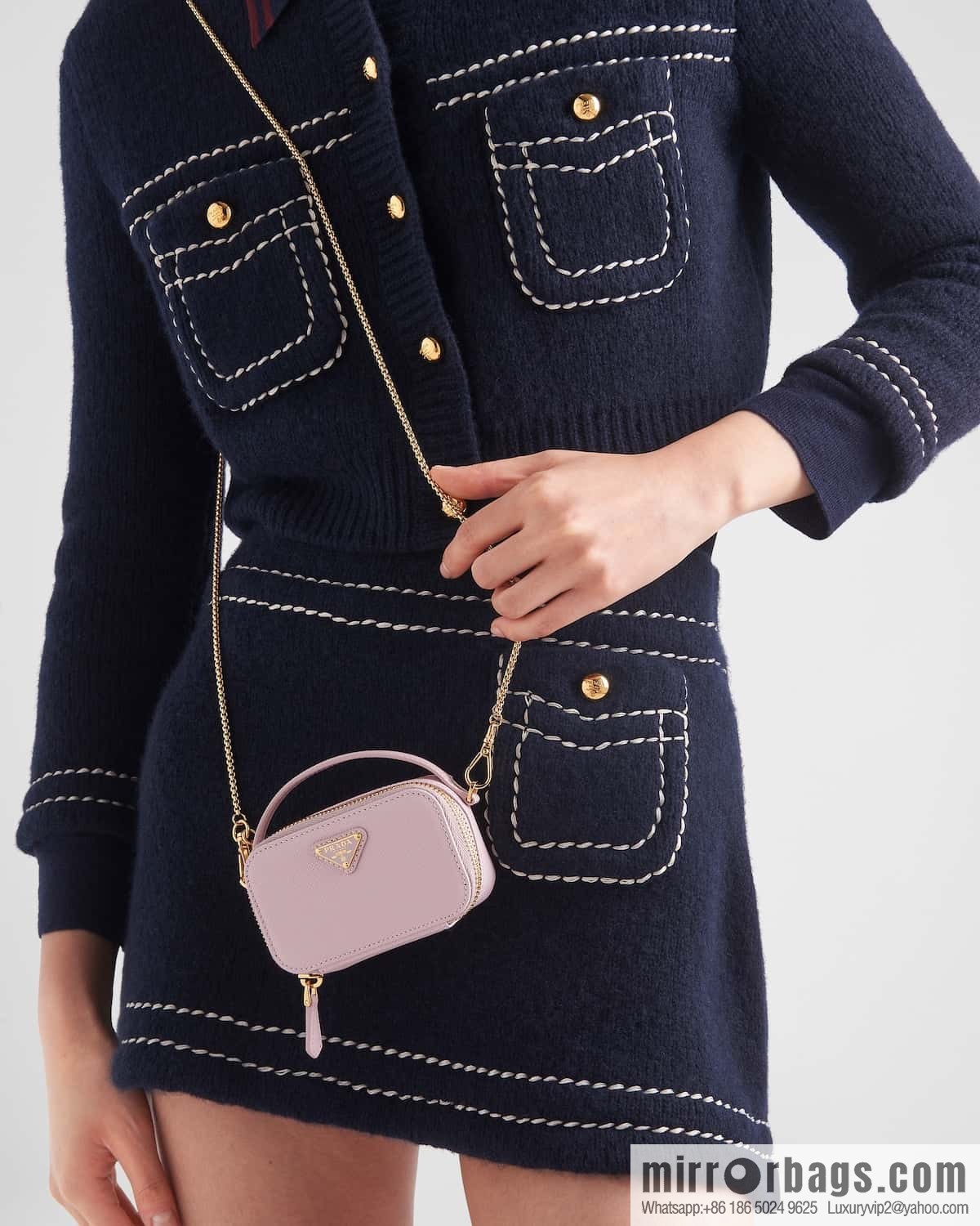 PRADA 🎉 mini small oblique straddle bag 🎉 1NR025 cross pattern leather pink