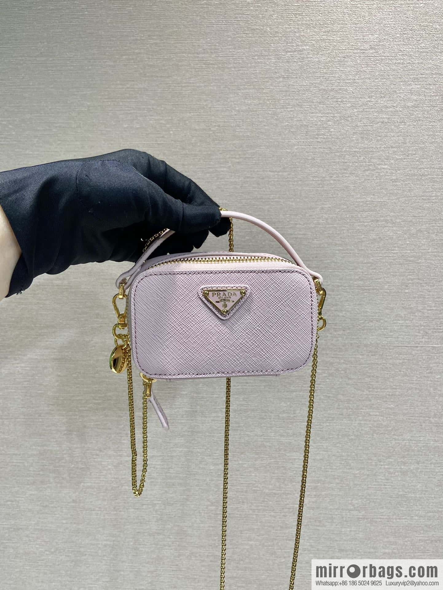 PRADA 🎉 mini small oblique straddle bag 🎉 1NR025 cross pattern leather pink