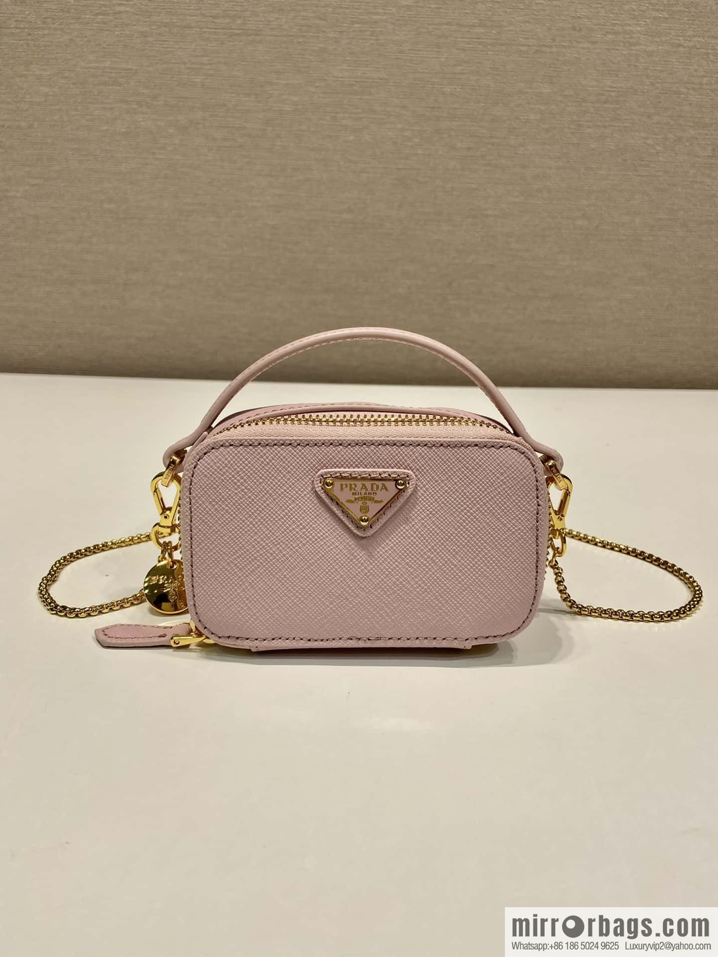 PRADA 🎉 mini small oblique straddle bag 🎉 1NR025 cross pattern leather pink