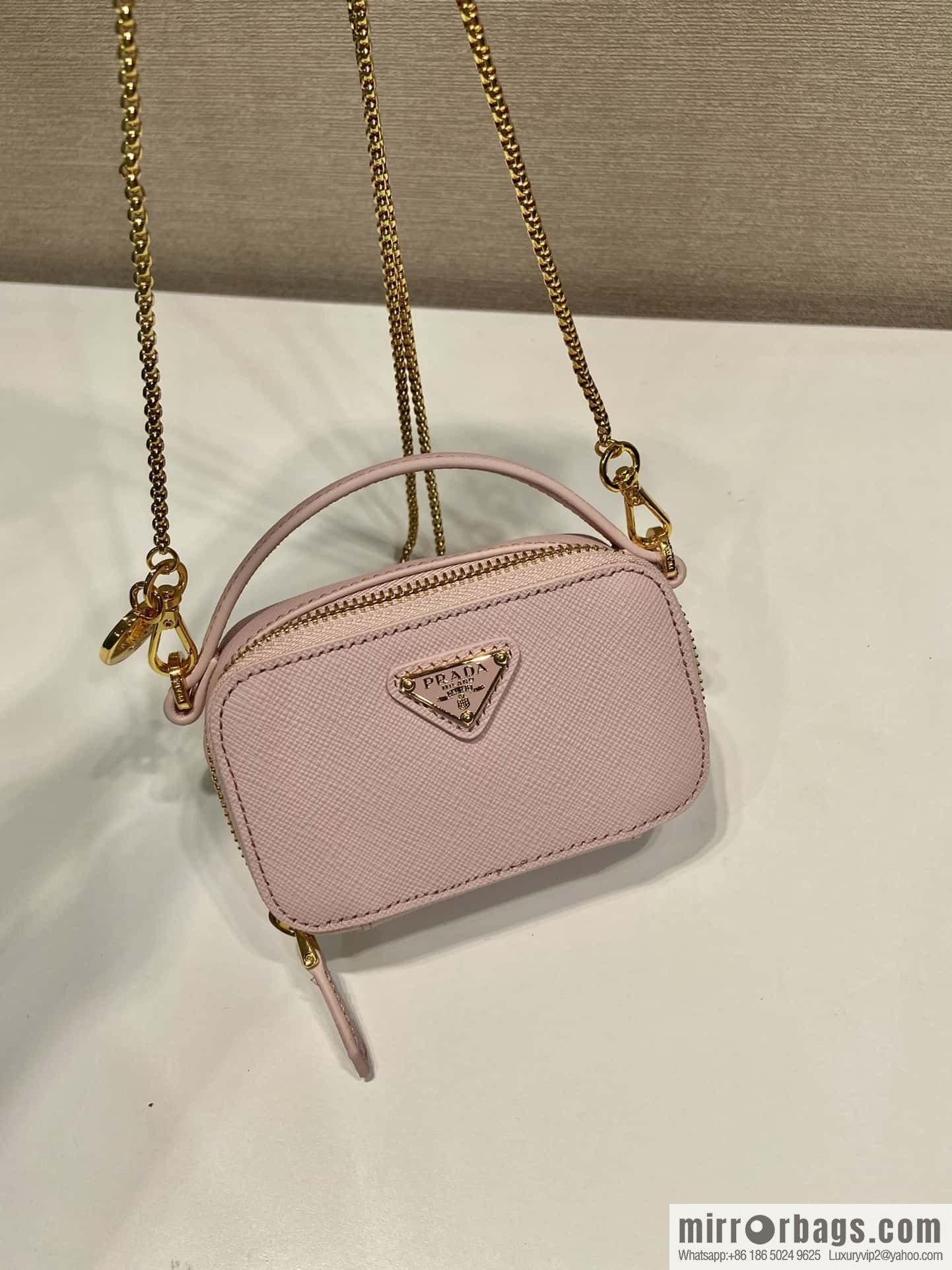 PRADA 🎉 mini small oblique straddle bag 🎉 1NR025 cross pattern leather pink