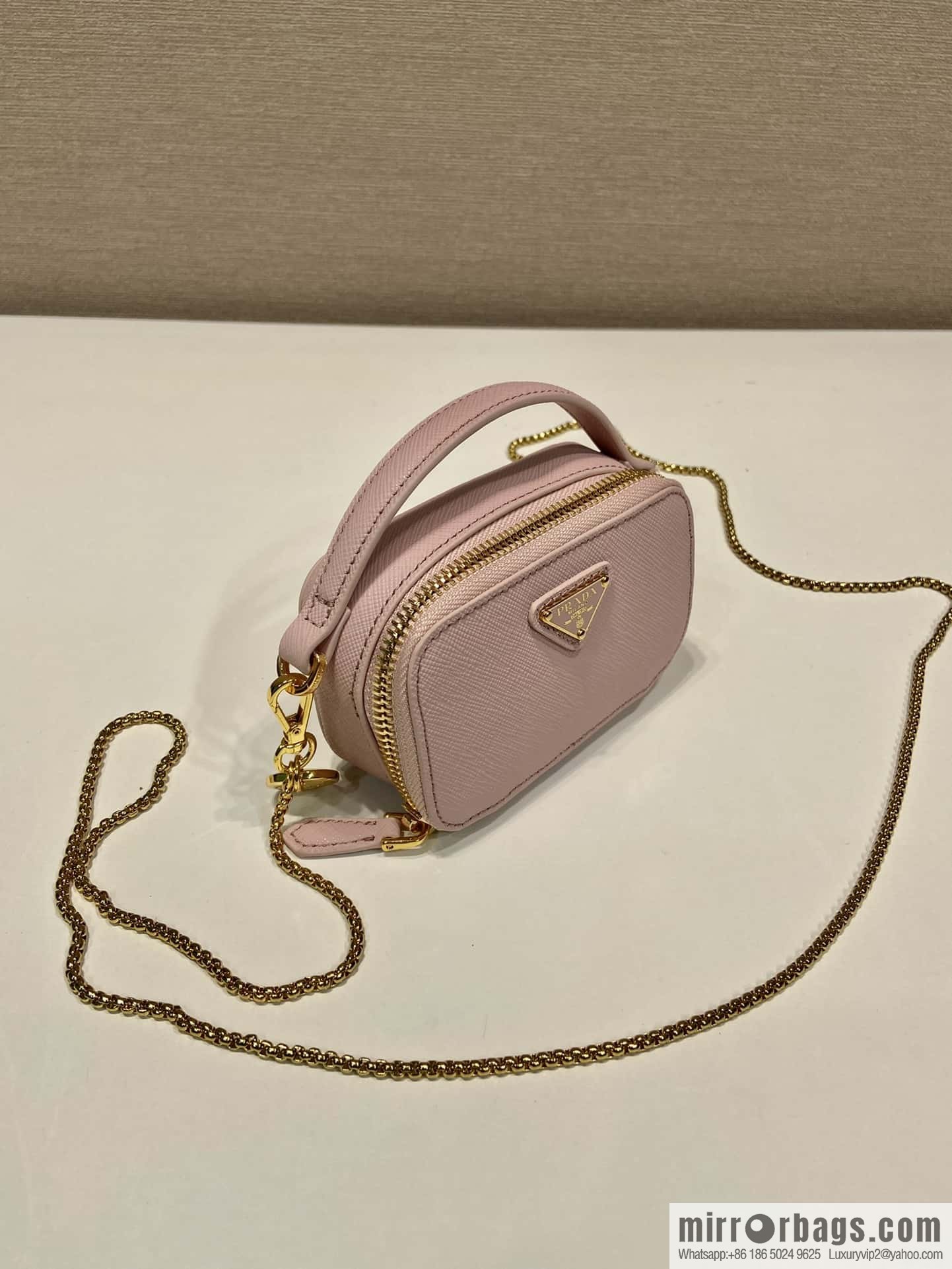 PRADA 🎉 mini small oblique straddle bag 🎉 1NR025 cross pattern leather pink