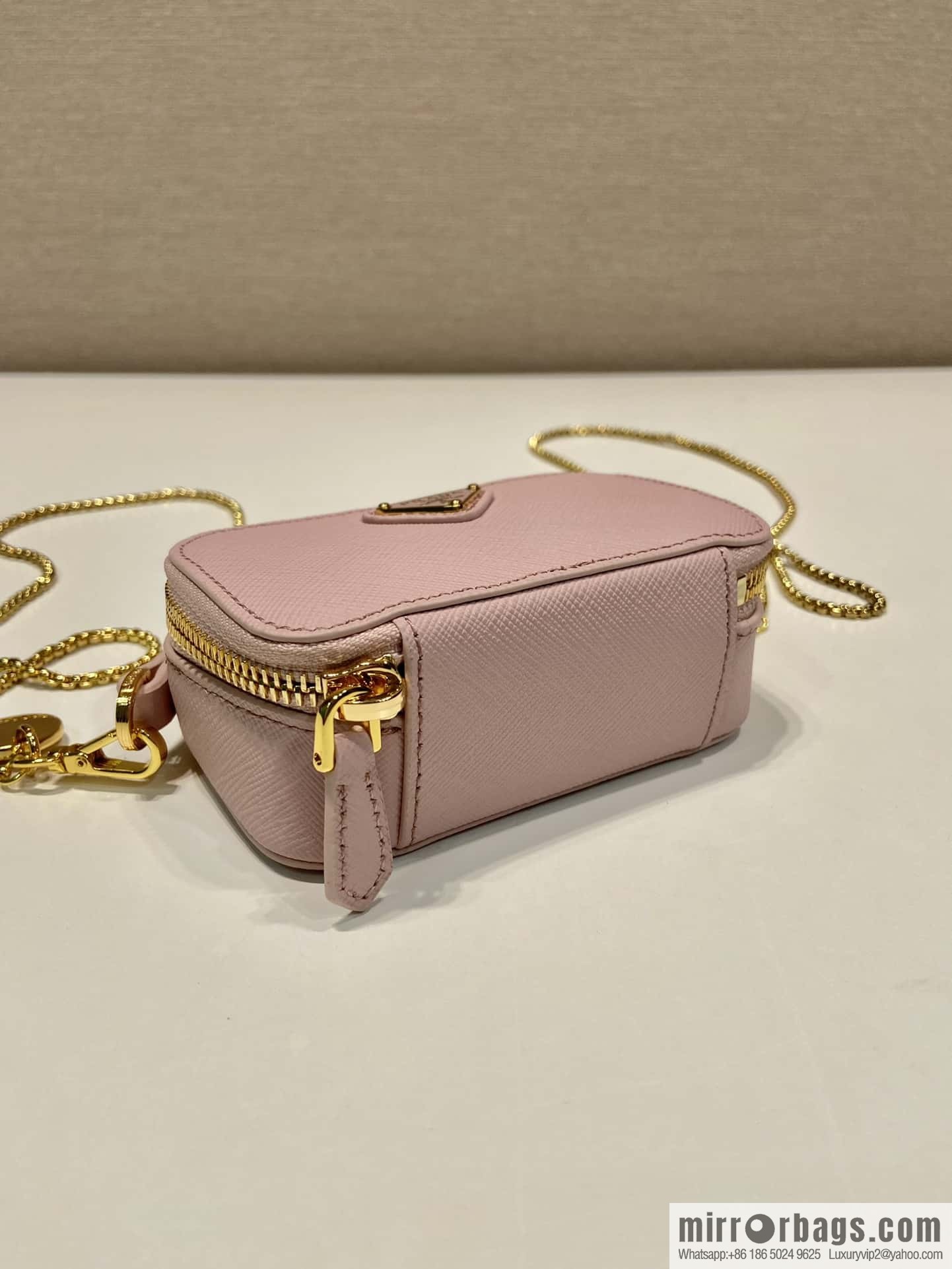 PRADA 🎉 mini small oblique straddle bag 🎉 1NR025 cross pattern leather pink