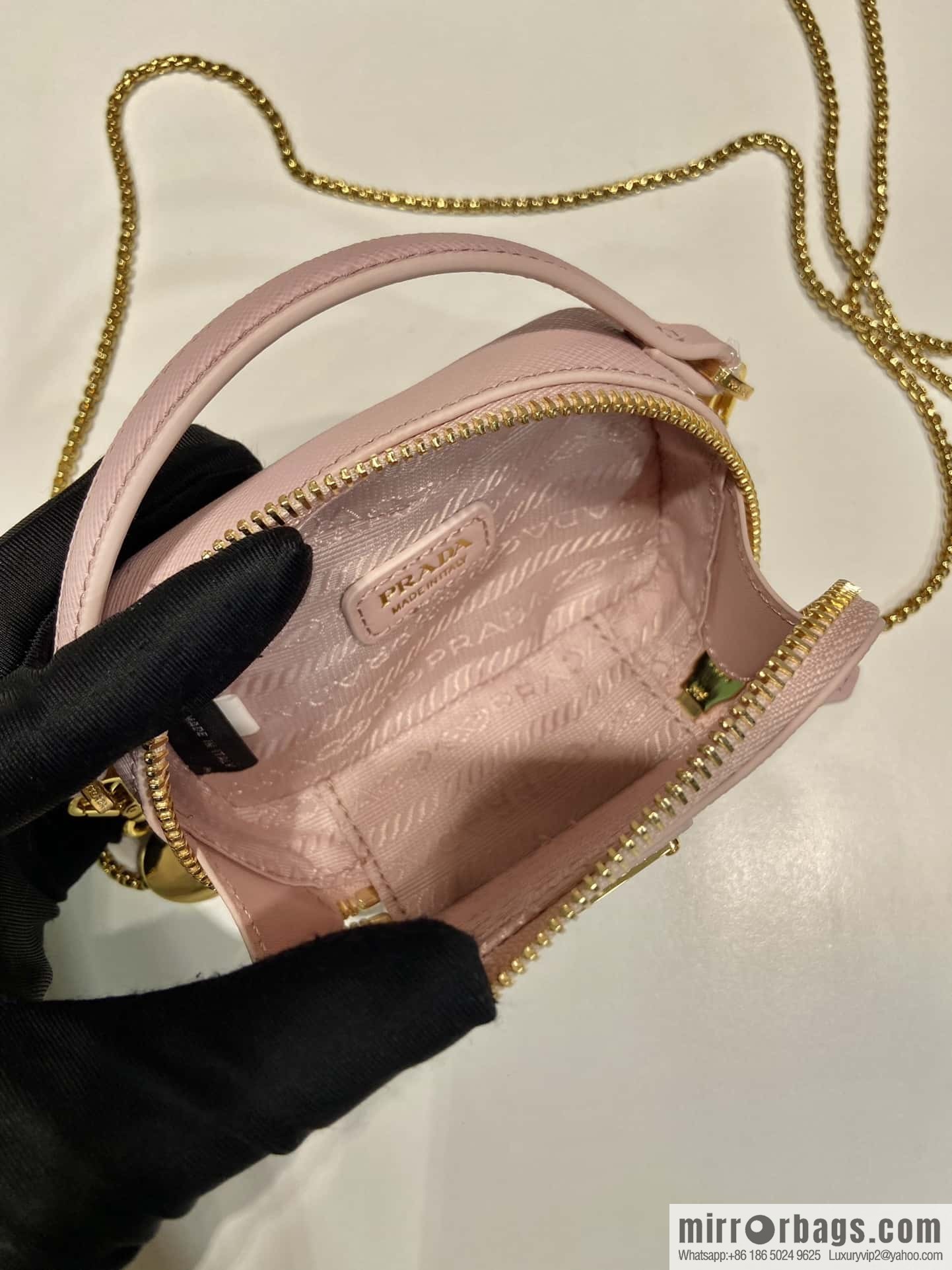 PRADA 🎉 mini small oblique straddle bag 🎉 1NR025 cross pattern leather pink