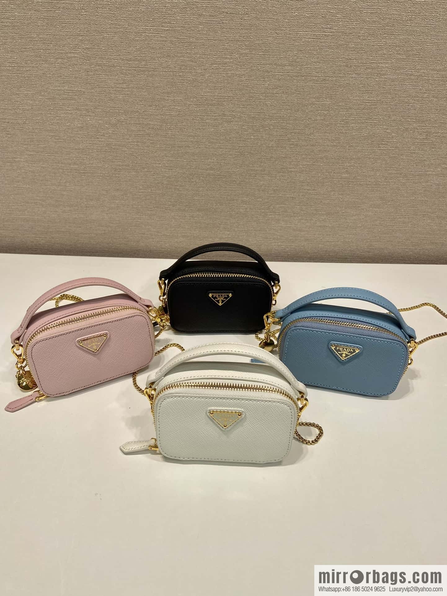 PRADA 🎉 mini small oblique straddle bag 🎉 1NR025 cross pattern leather pink