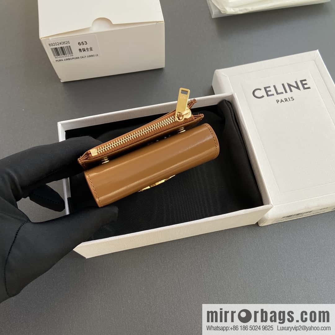 CELINE TRIOMPHE glossy leather (fabric) short wallet 10l653DS3.04LU652