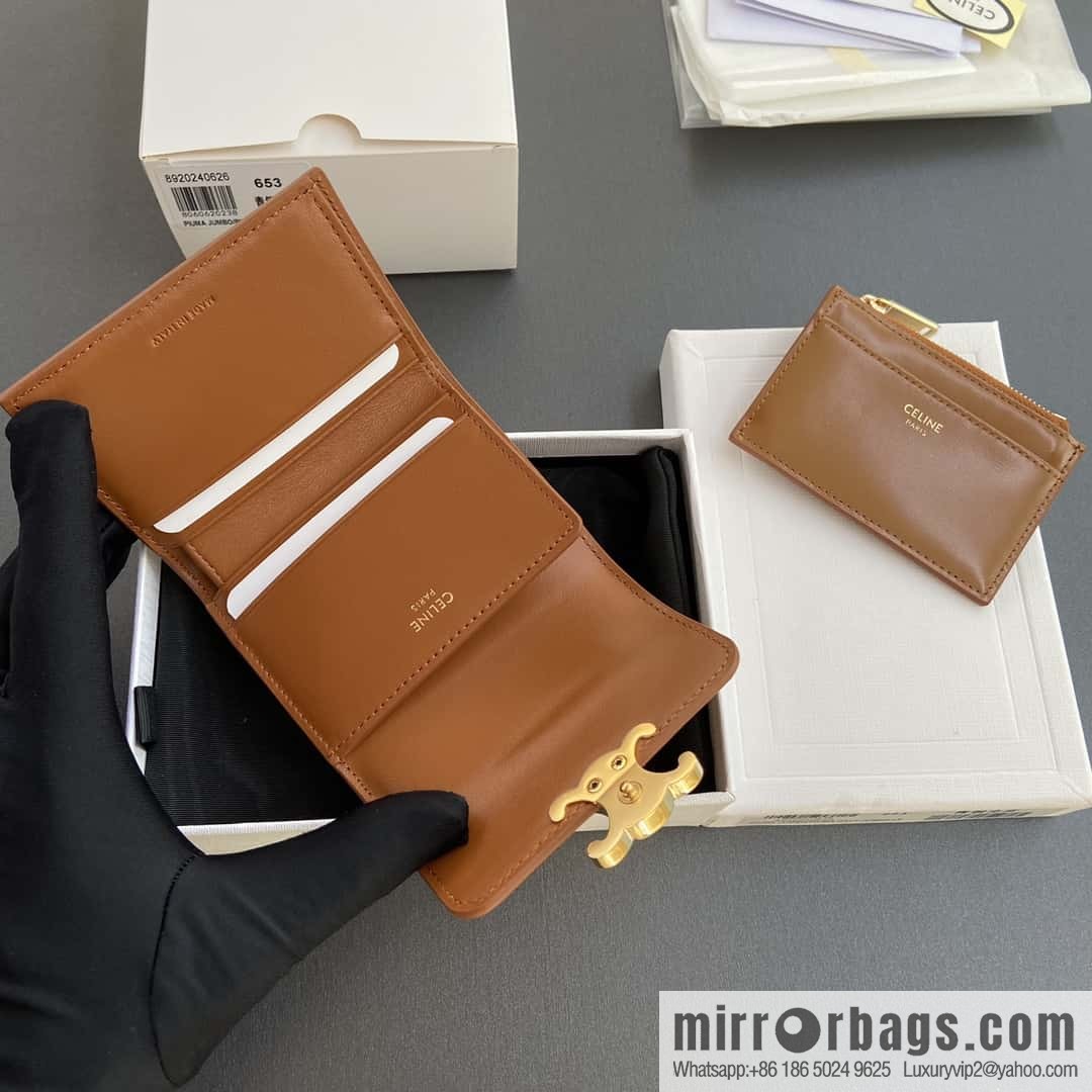 CELINE TRIOMPHE glossy leather (fabric) short wallet 10l653DS3.04LU652
