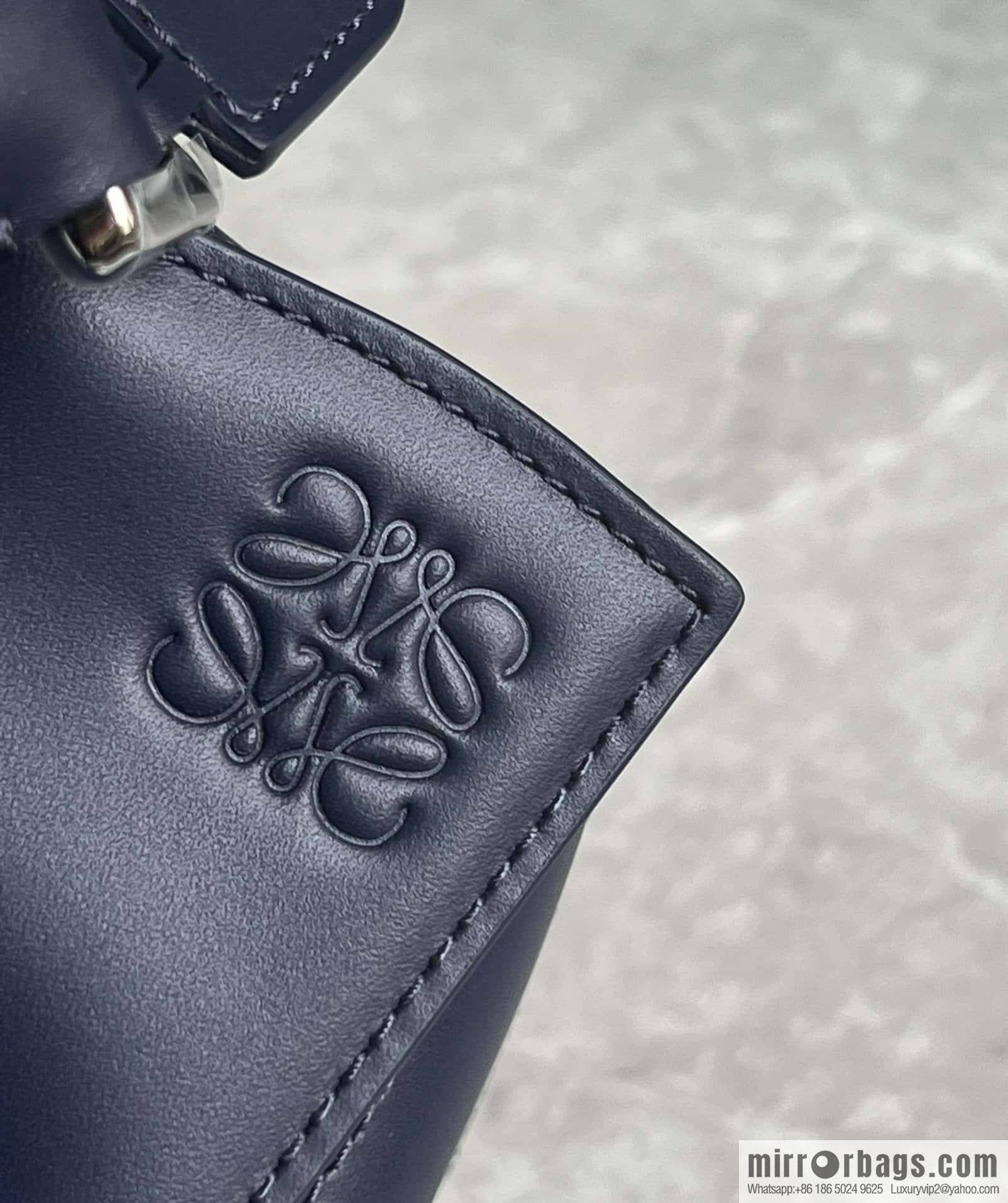 LOEWE satin leather ➕ Anagram embroidery shoulder strap geometric bag 0189 blue 24CM