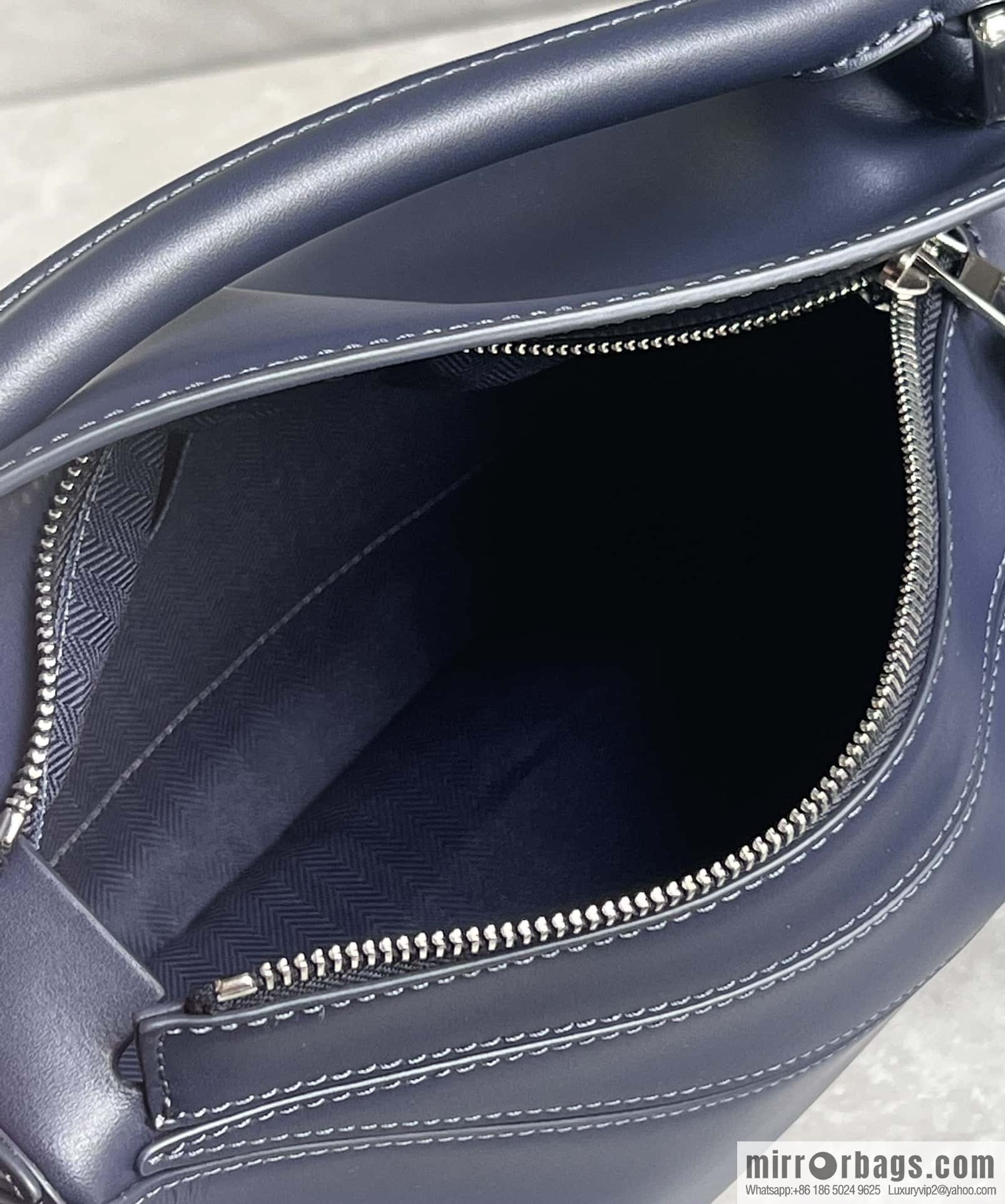 LOEWE satin leather ➕ Anagram embroidery shoulder strap geometric bag 0189 blue 24CM