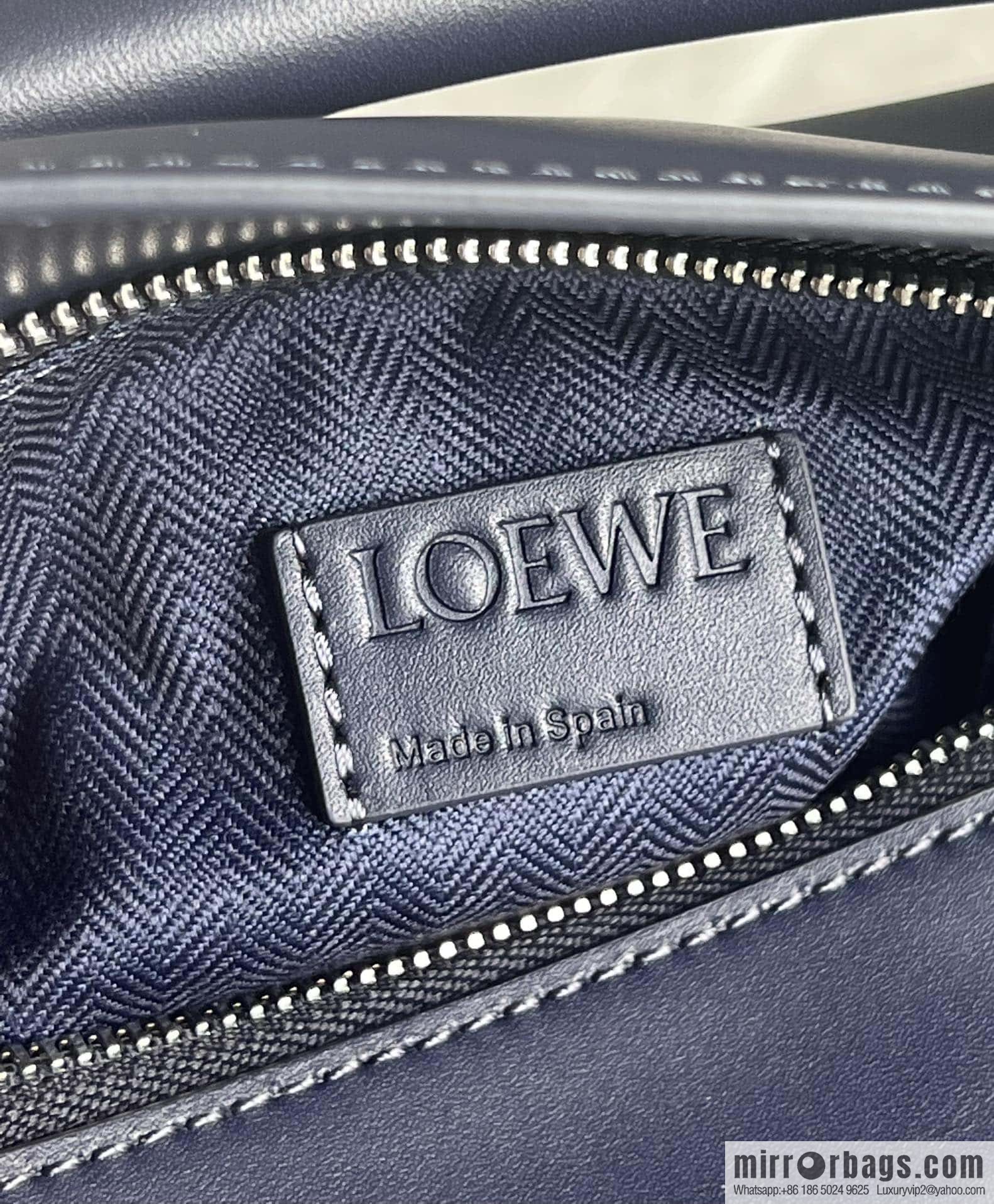 LOEWE satin leather ➕ Anagram embroidery shoulder strap geometric bag 0189 blue 24CM