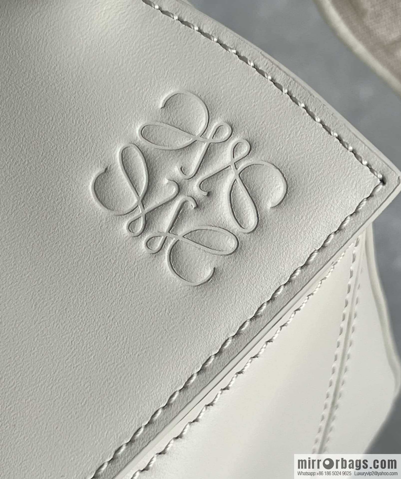 LOEWE satin leather ➕ Anagram embroidery shoulder strap geometric bag 0189 salt white 24CM