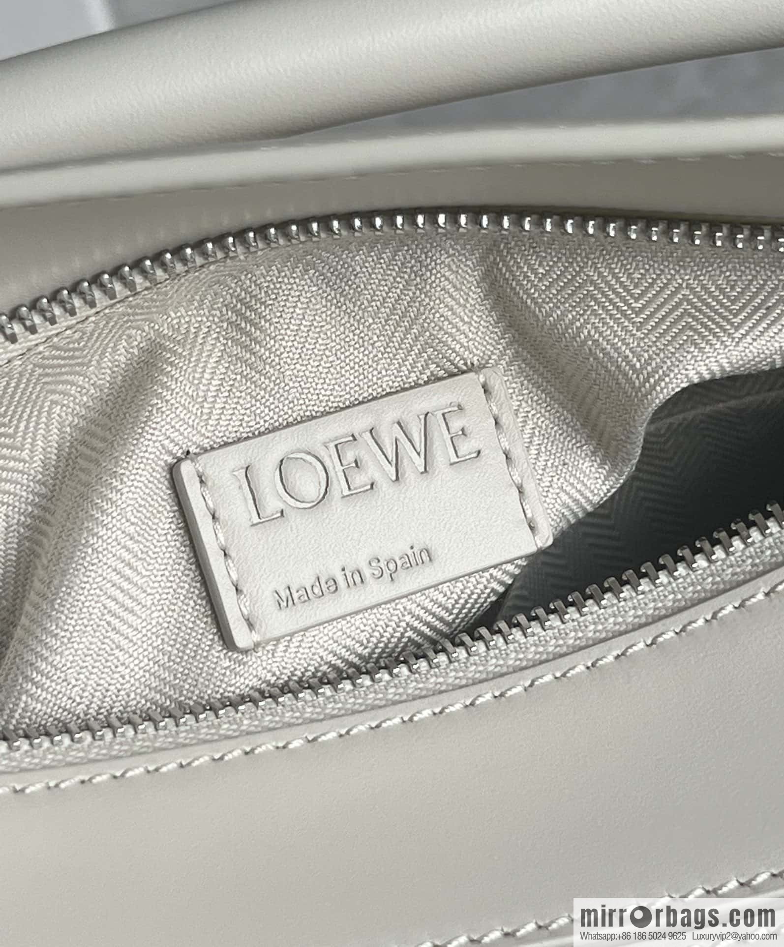 LOEWE satin leather ➕ Anagram embroidery shoulder strap geometric bag 0189 salt white 24CM