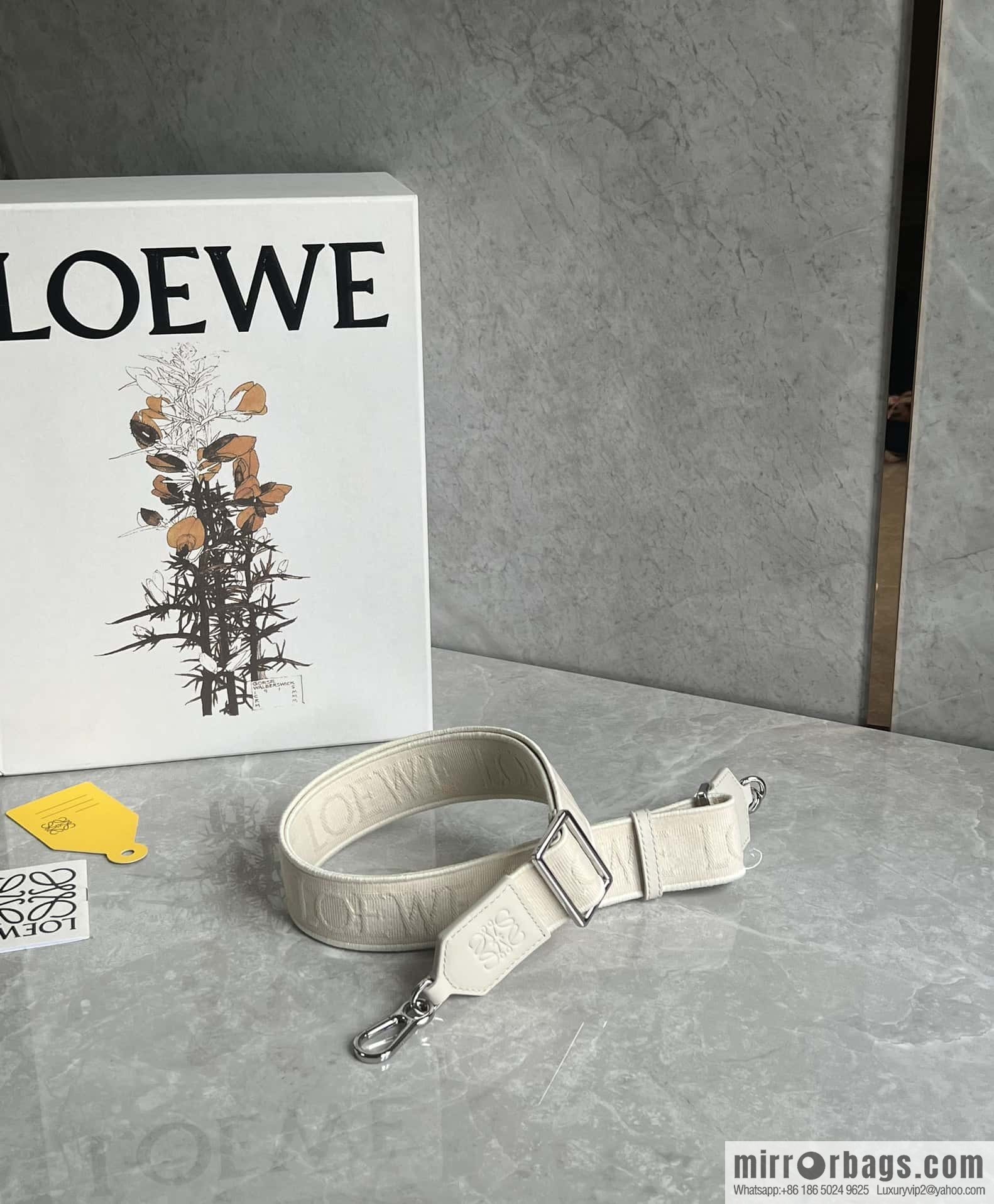 LOEWE satin leather ➕ Anagram embroidery shoulder strap geometric bag 0189 salt white 24CM