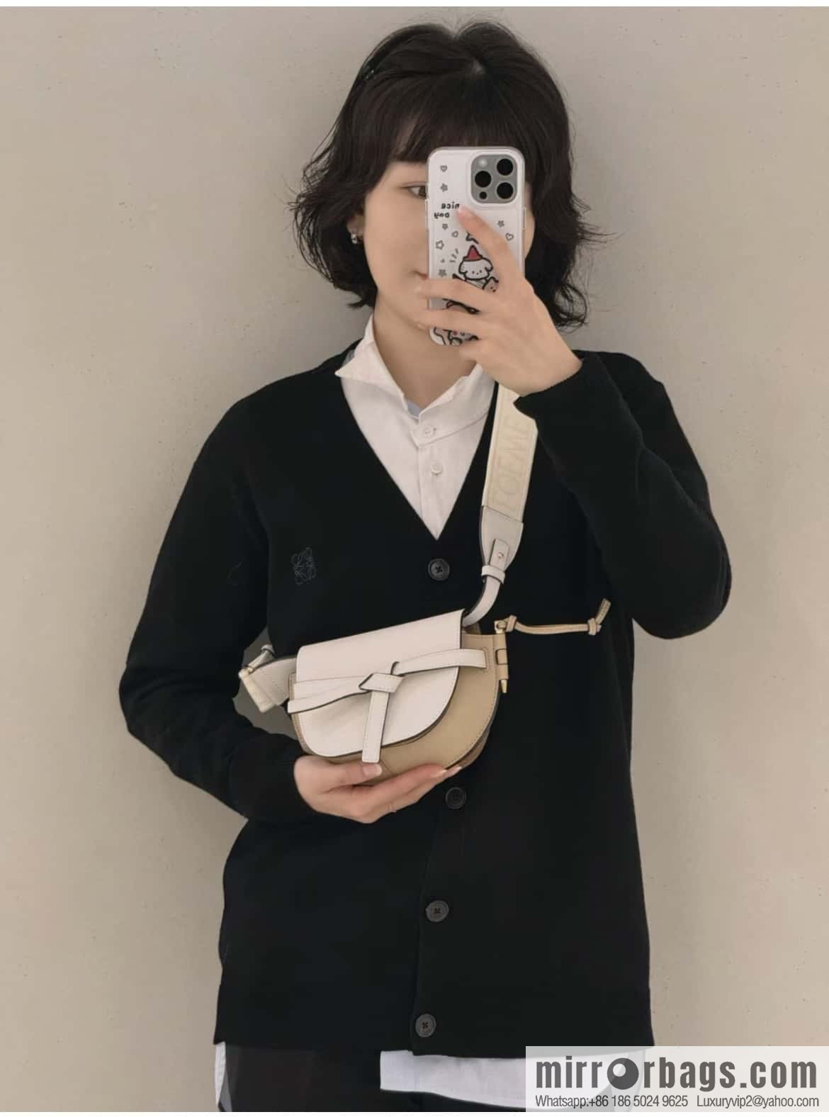 LOEWE letter wide shoulder strap saddle bag MiniGateDual handbag 0672