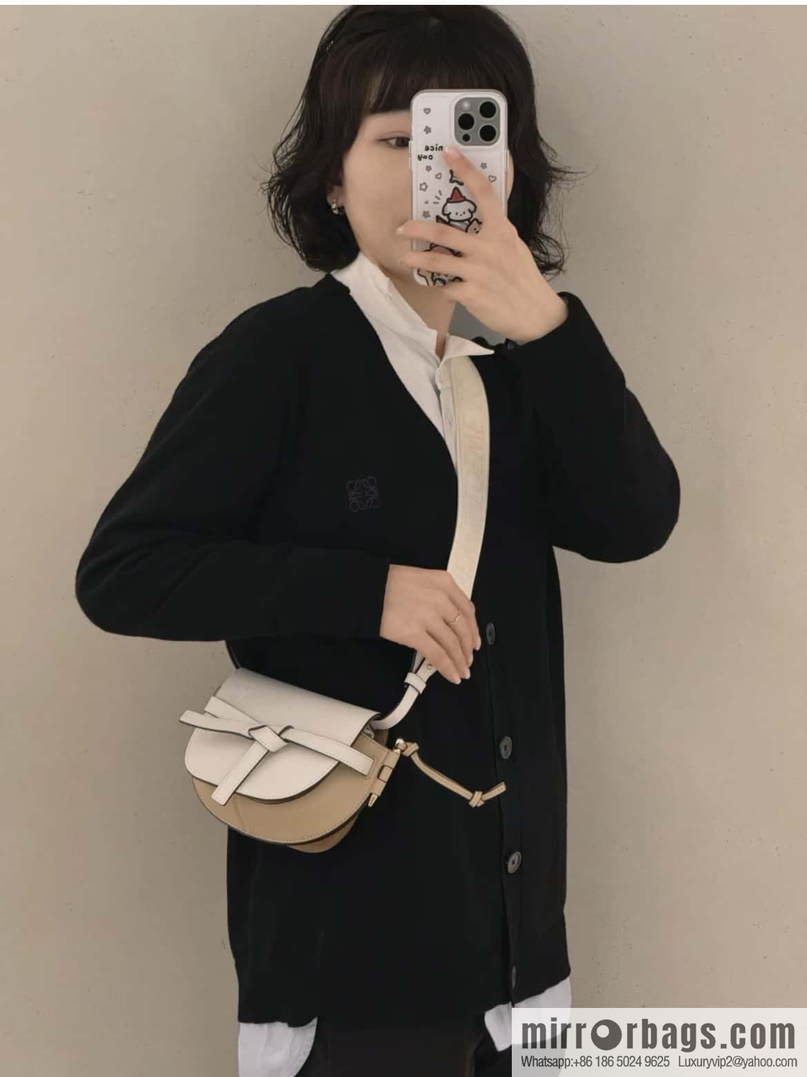 LOEWE letter wide shoulder strap saddle bag MiniGateDual handbag 0672
