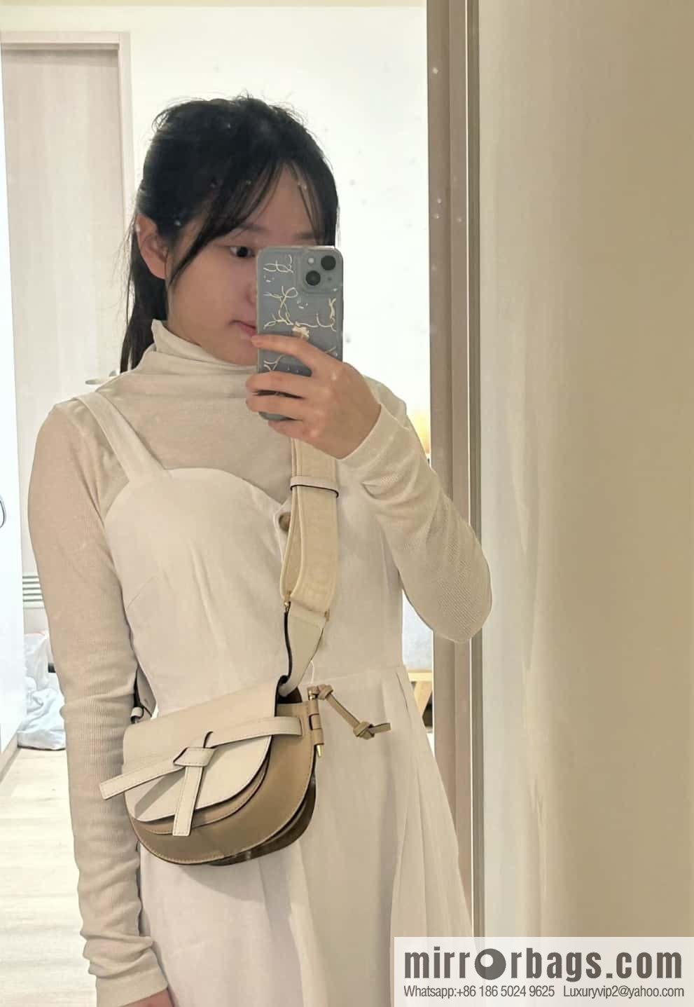 LOEWE letter wide shoulder strap saddle bag MiniGateDual handbag 0672