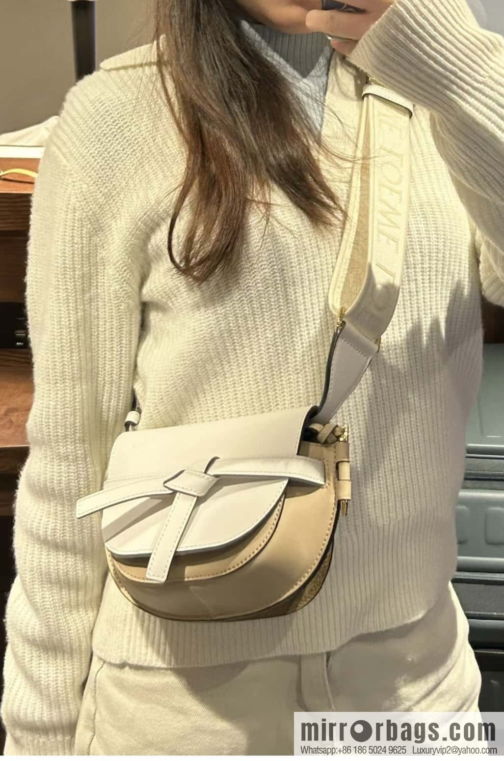 LOEWE letter wide shoulder strap saddle bag MiniGateDual handbag 0672