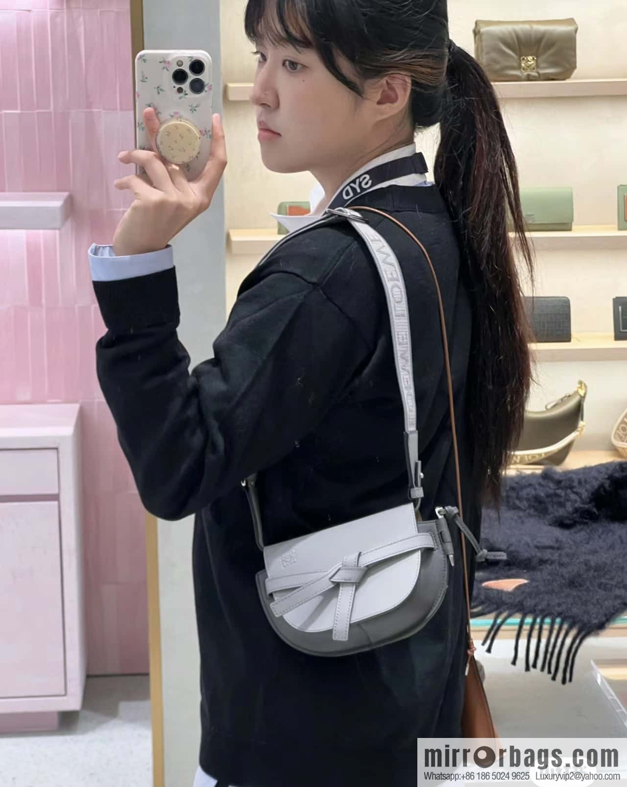 LOEWE letter wide shoulder strap saddle bag MiniGateDual handbag 0672