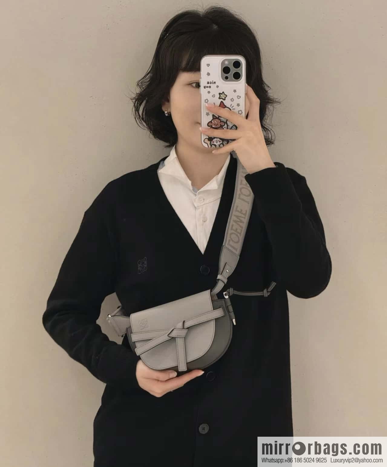 LOEWE letter wide shoulder strap saddle bag MiniGateDual handbag 0672