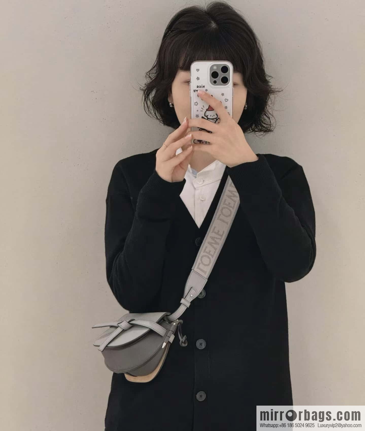 LOEWE letter wide shoulder strap saddle bag MiniGateDual handbag 0672