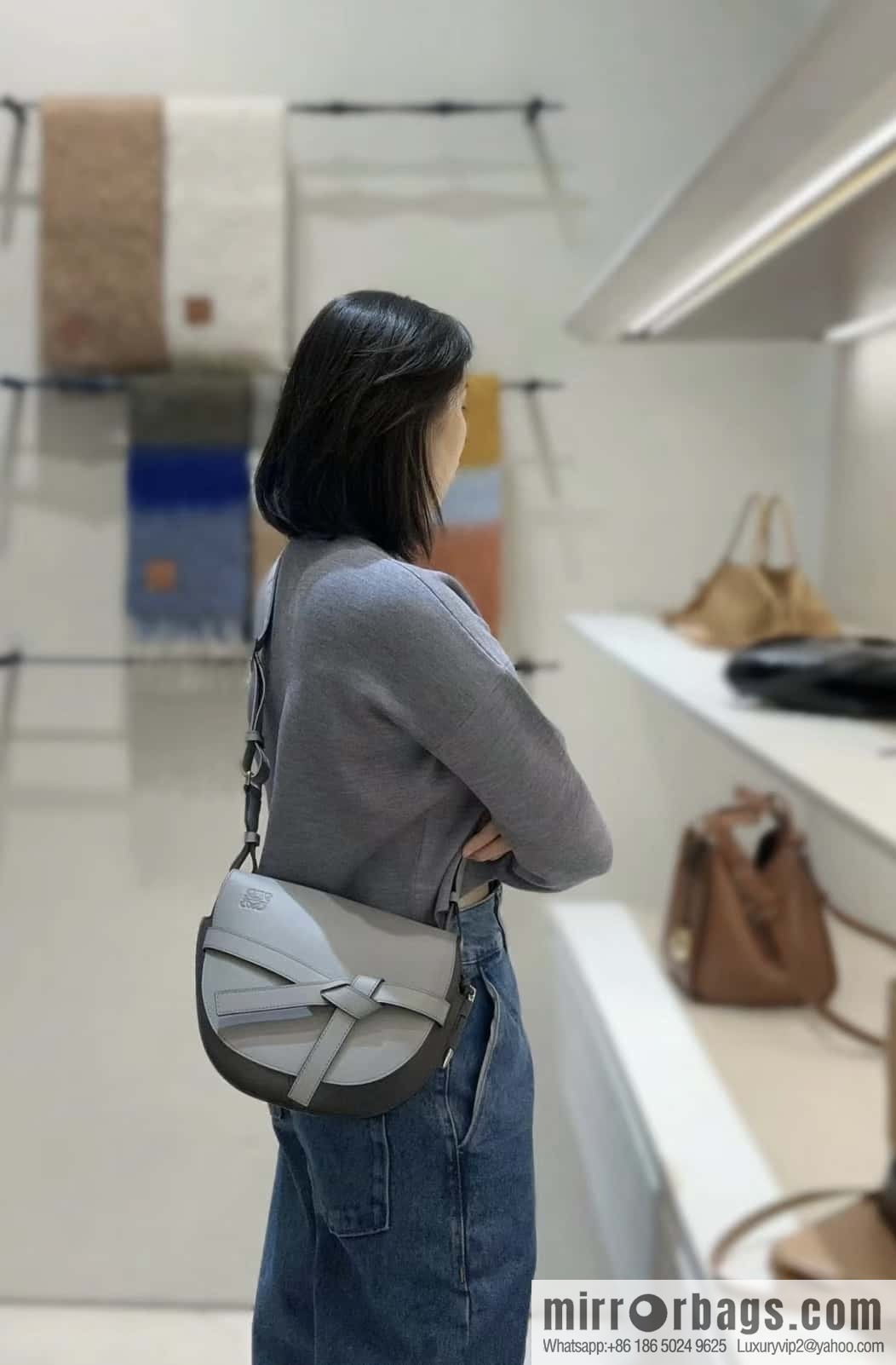 LOEWE letter wide shoulder strap saddle bag MiniGateDual handbag 0672