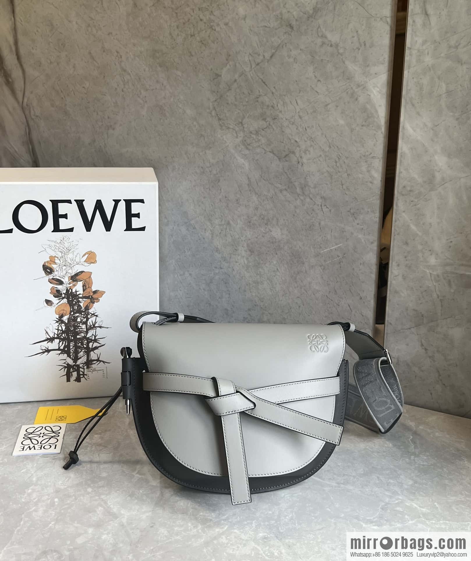 LOEWE upgraded letter wide shoulder strap saddle bag GateDual handbag 0671