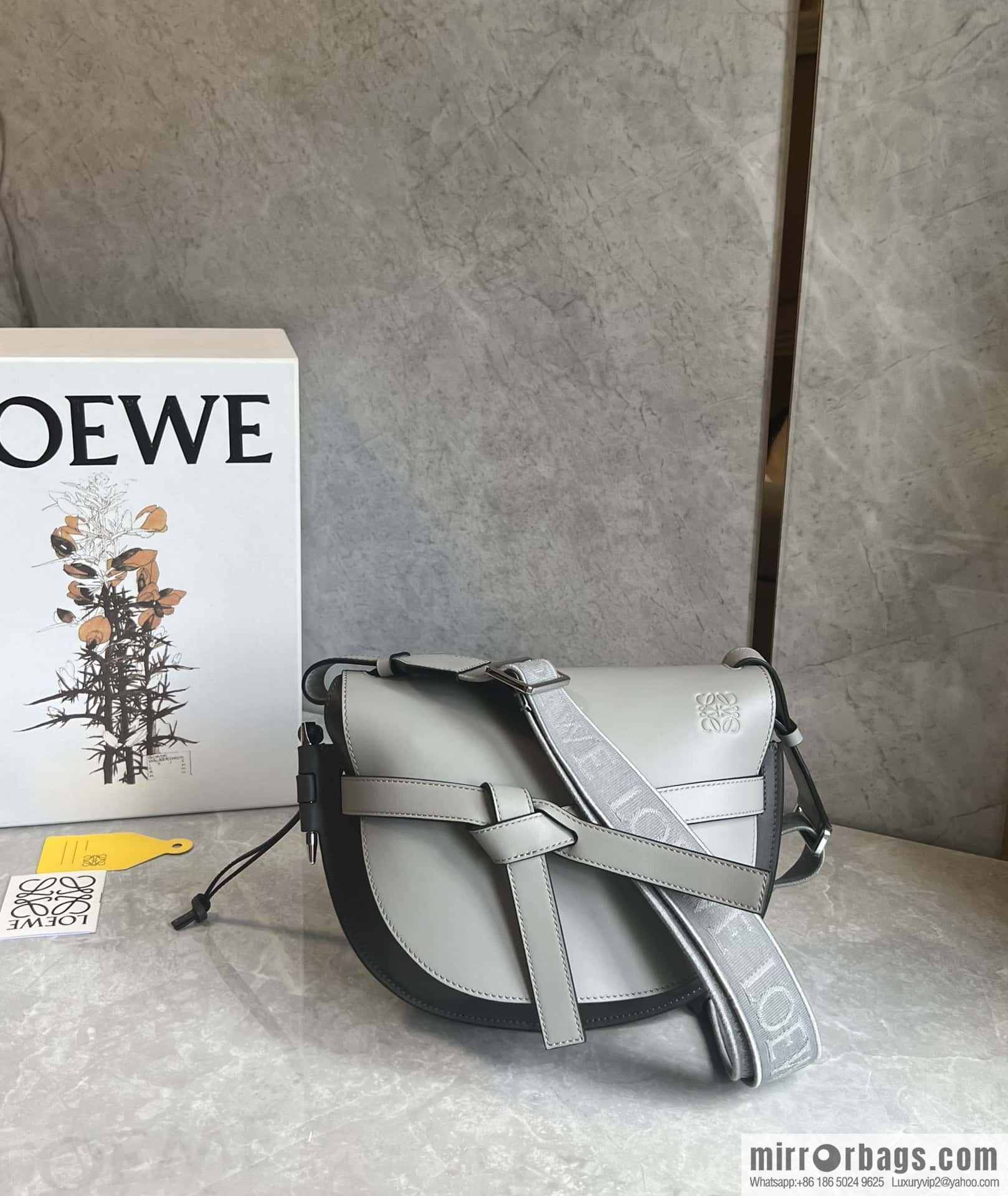 LOEWE upgraded letter wide shoulder strap saddle bag GateDual handbag 0671