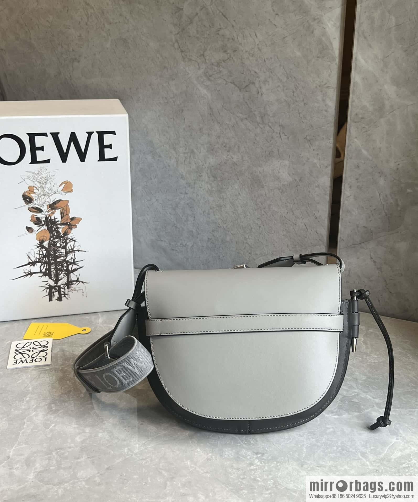 LOEWE upgraded letter wide shoulder strap saddle bag GateDual handbag 0671