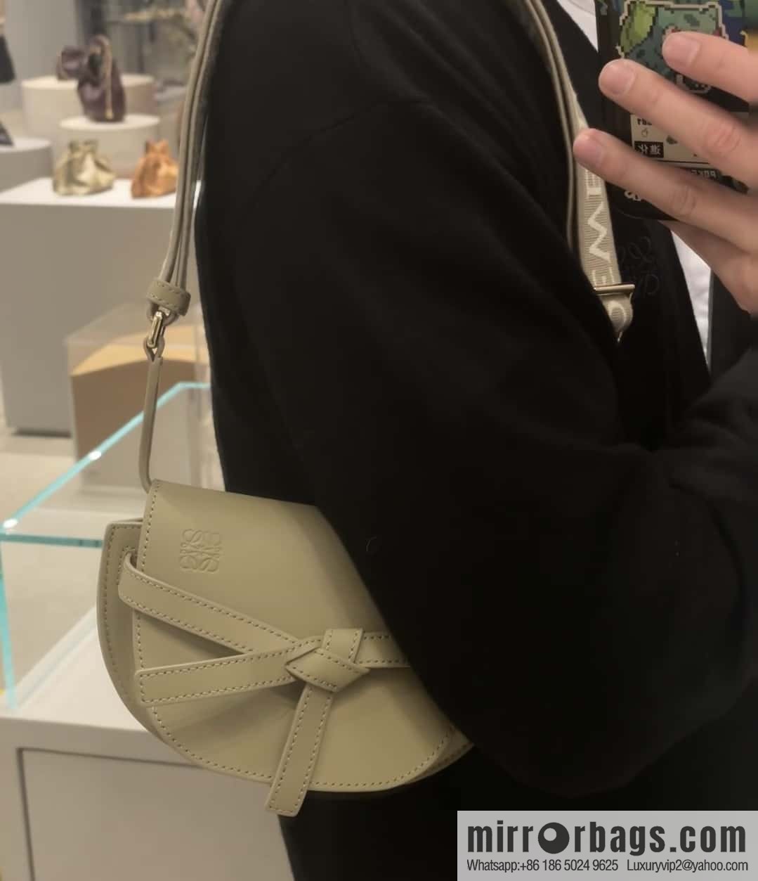 LOEWE upgraded letter wide shoulder strap saddle bag MiniGateDual handbag 0672