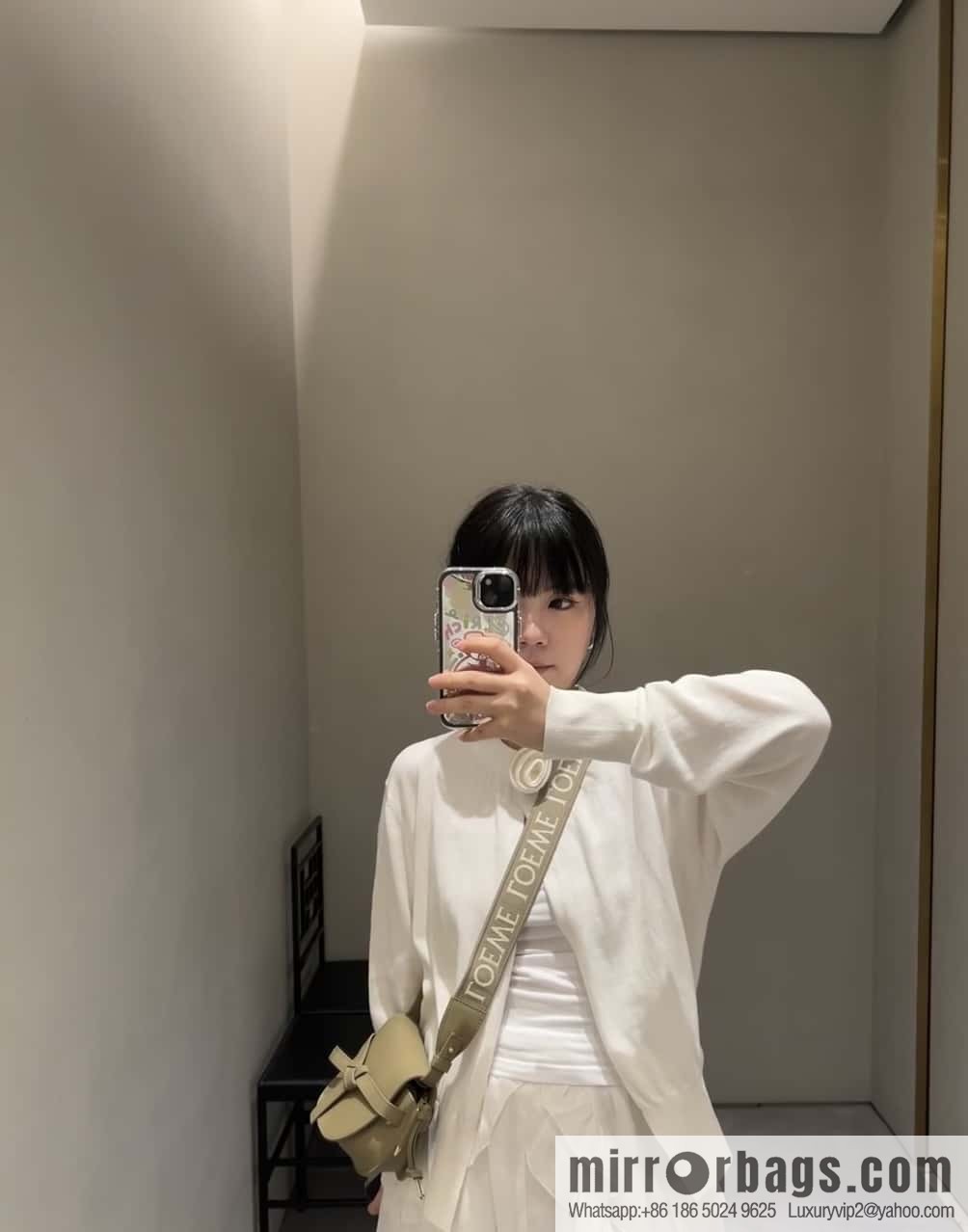 LOEWE upgraded letter wide shoulder strap saddle bag MiniGateDual handbag 0672