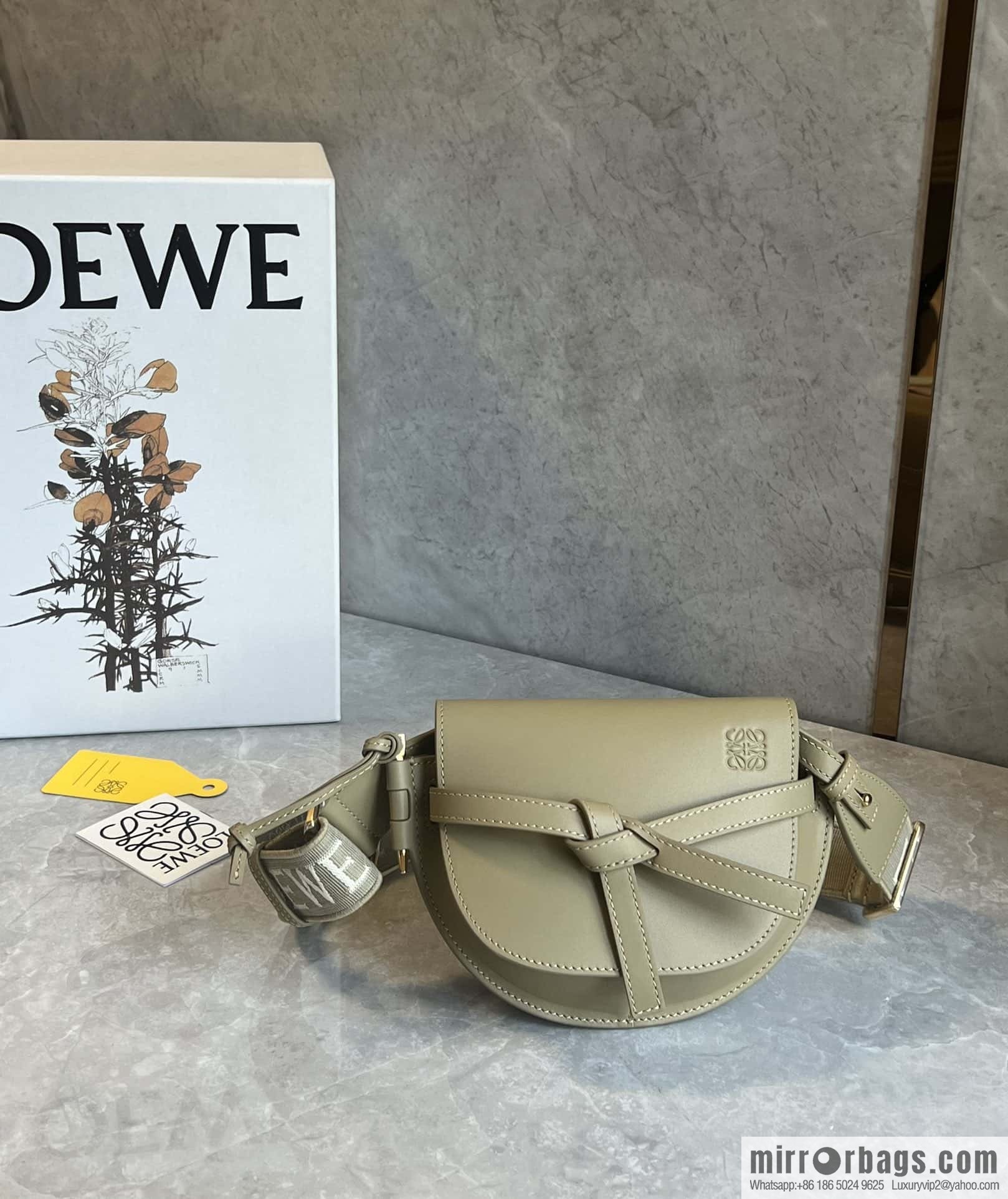 LOEWE upgraded letter wide shoulder strap saddle bag MiniGateDual handbag 0672
