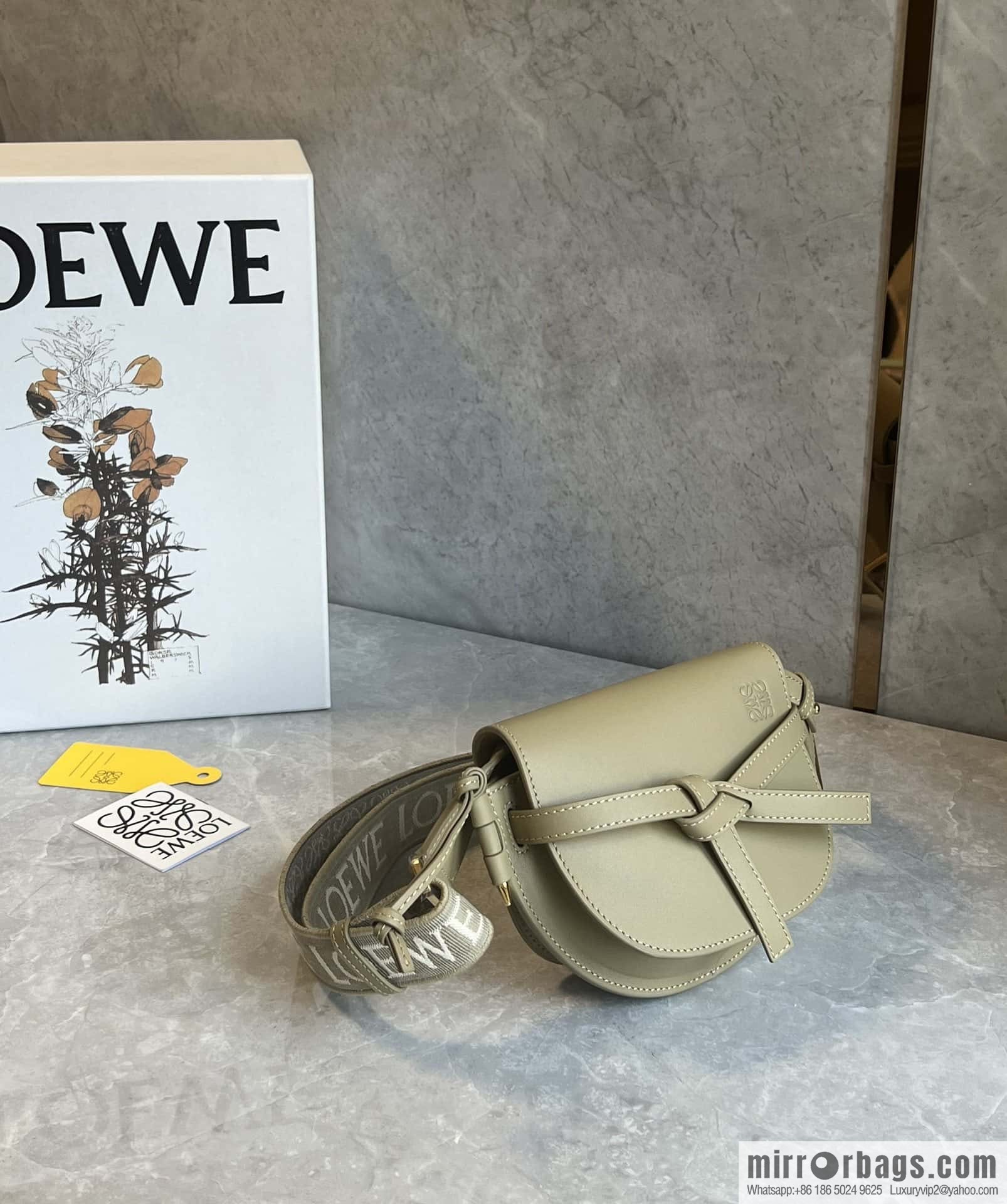 LOEWE upgraded letter wide shoulder strap saddle bag MiniGateDual handbag 0672