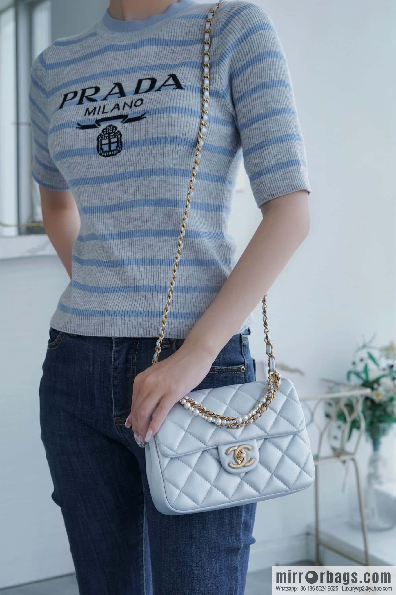 ππ‘ππ§ππ₯ πππ© Pearl Chain, Fatty Square Large, Pearlescent Blue AS4385