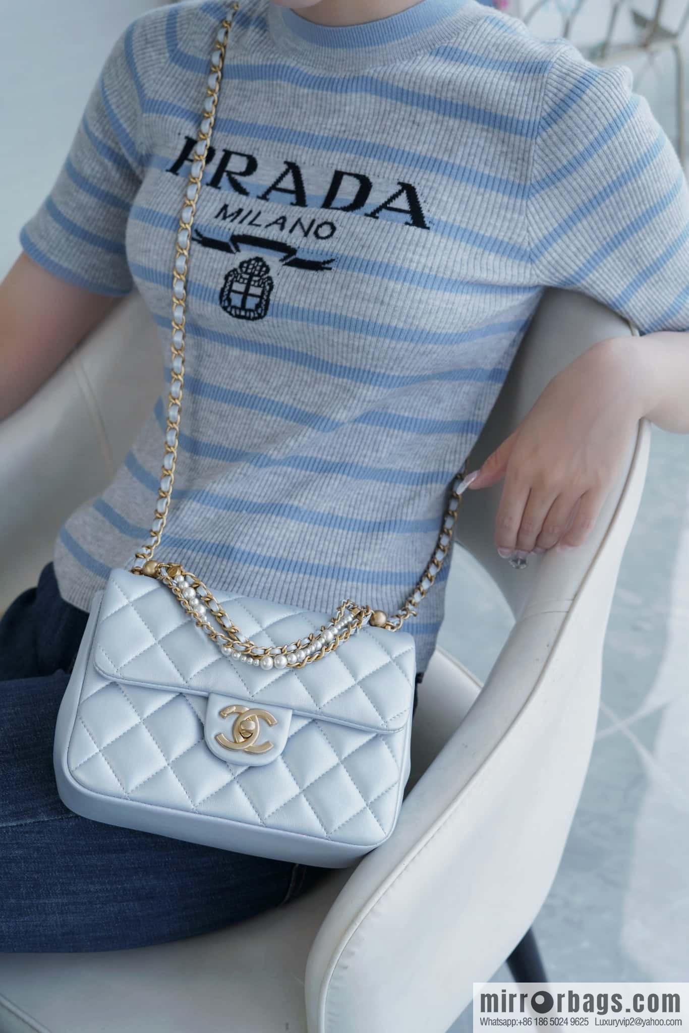ππ‘ππ§ππ₯ πππ© Pearl Chain, Fatty Square Large, Pearlescent Blue AS4385