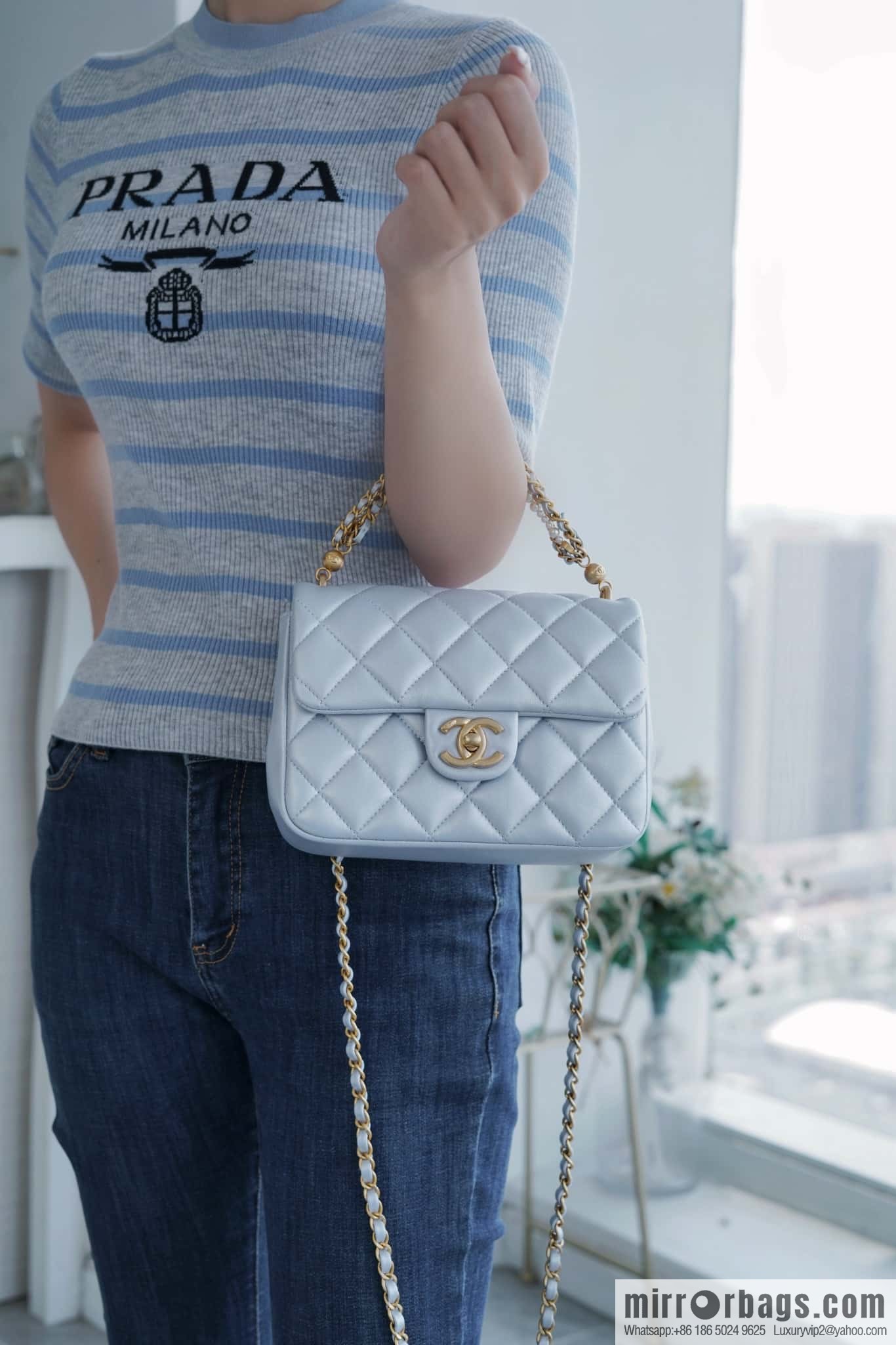 ππ‘ππ§ππ₯ πππ© Pearl Chain, Fatty Square Large, Pearlescent Blue AS4385